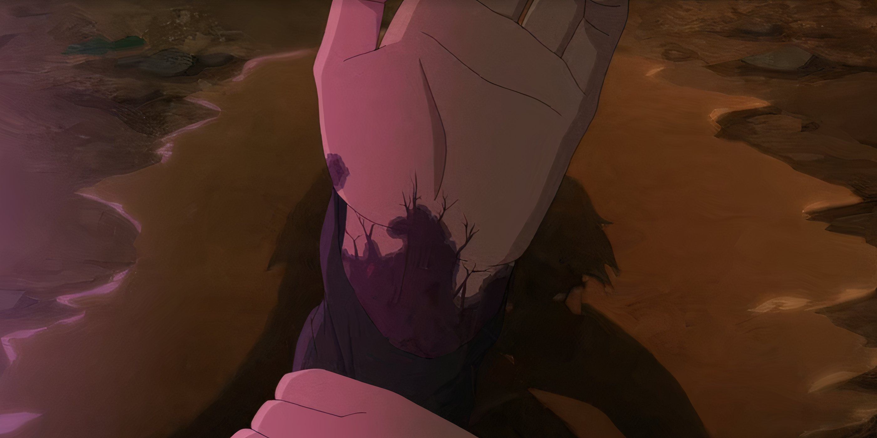 A shot of Vax's hand rotting in The Legend of Vox Machina