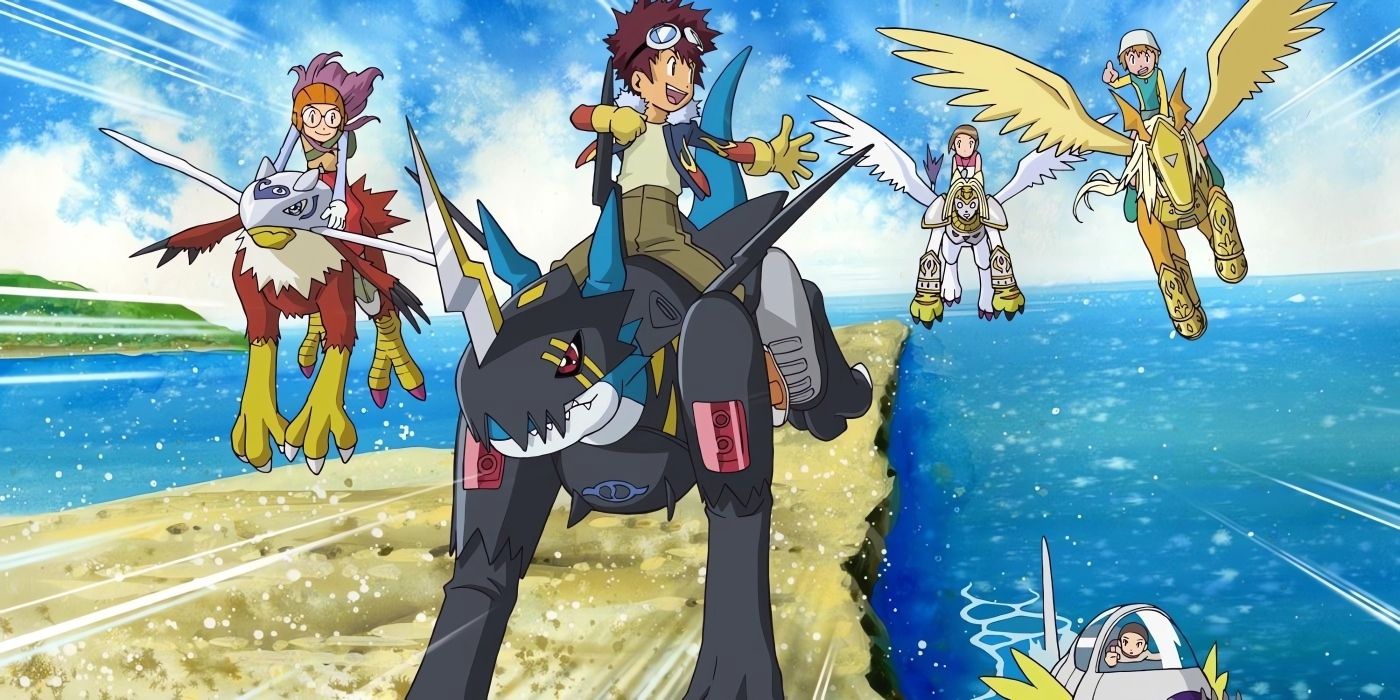 Adventure 02's cast with their partner Digimon using their armor forms. 