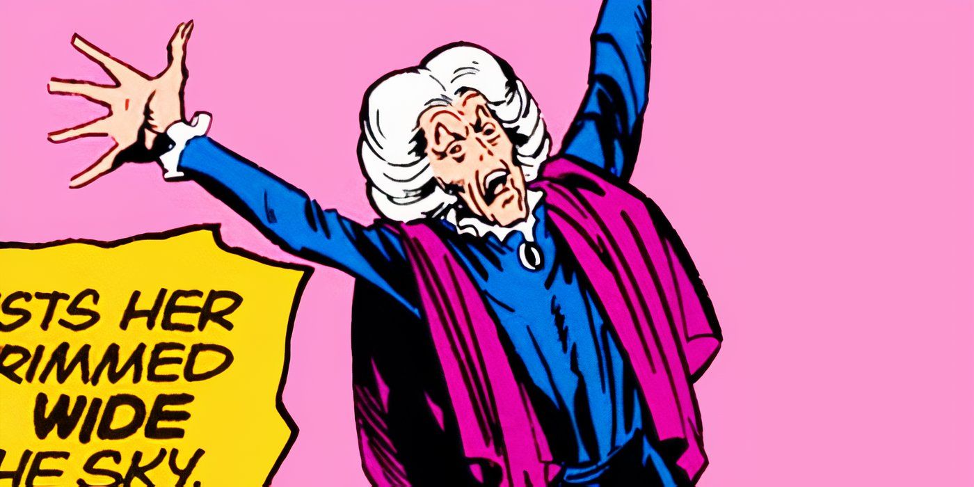 Agatha Harkness reaching up in Marvel Comics