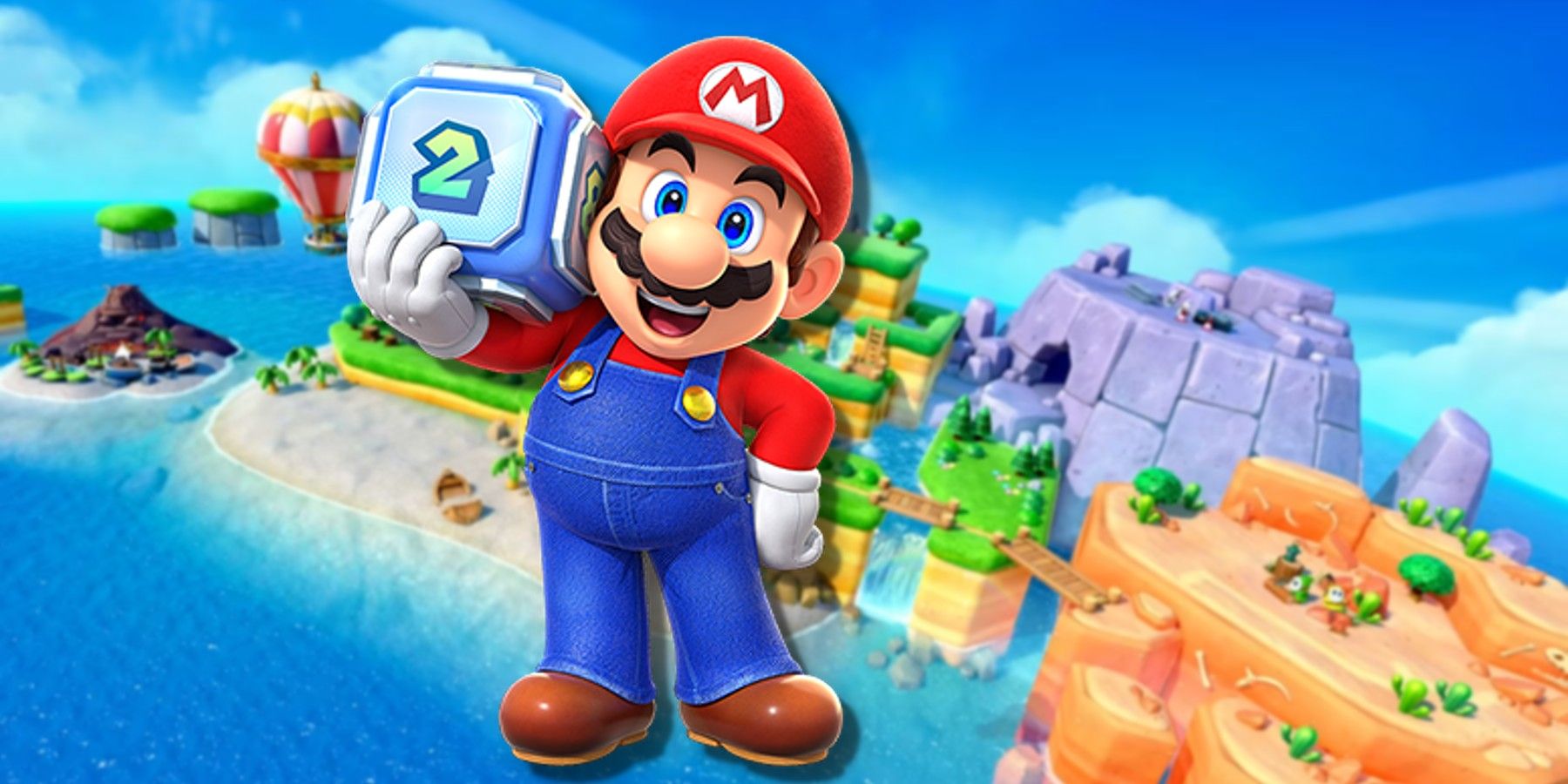 Mario with picture spots in the mode selection screen in Super Mario Party Jamboree