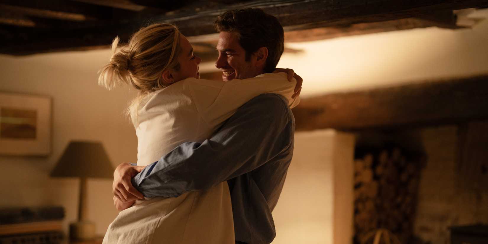 Almut and Tobias hug and turn in We Live in Time