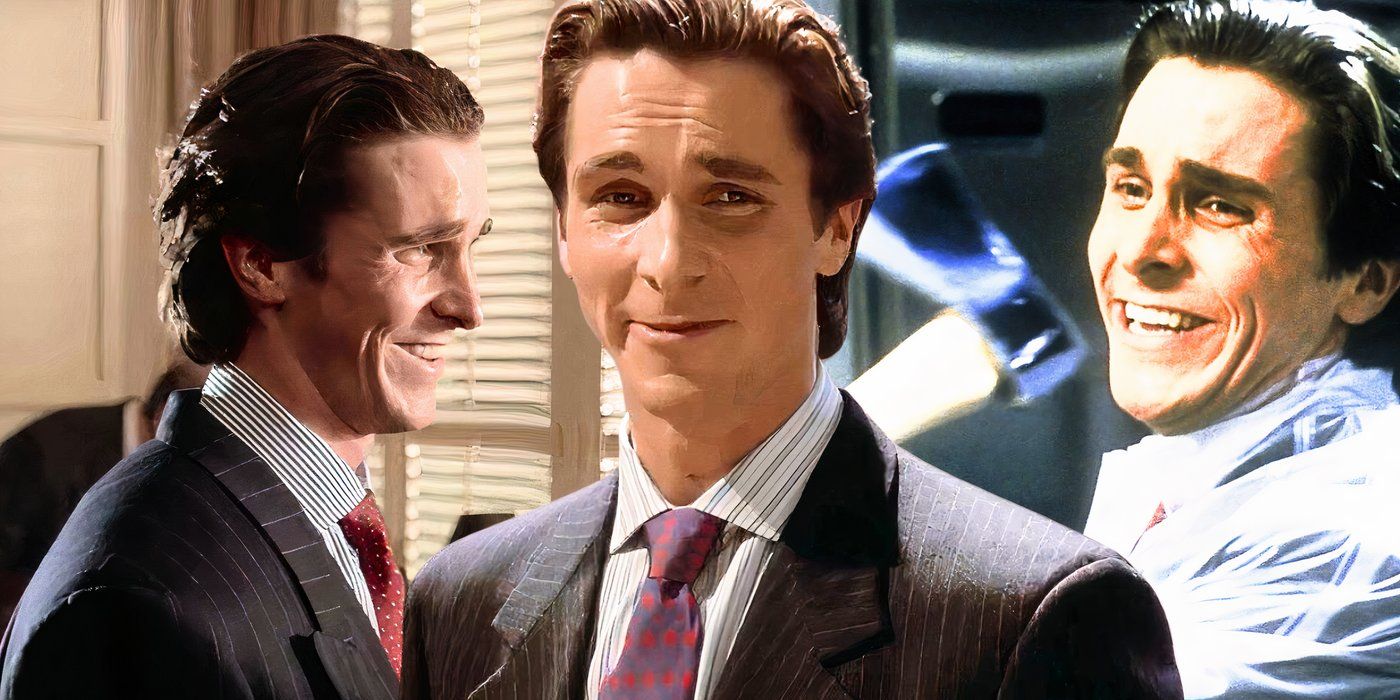 A collage of three images of Christian Bale as Patrick Bateman in American Psycho - created by Tom Russell