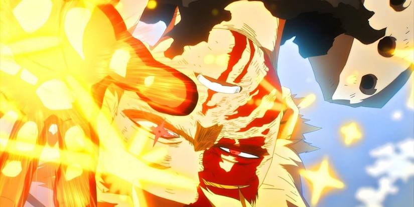 Bakugo prepares an attack during his final battle against Shigaraki. 
