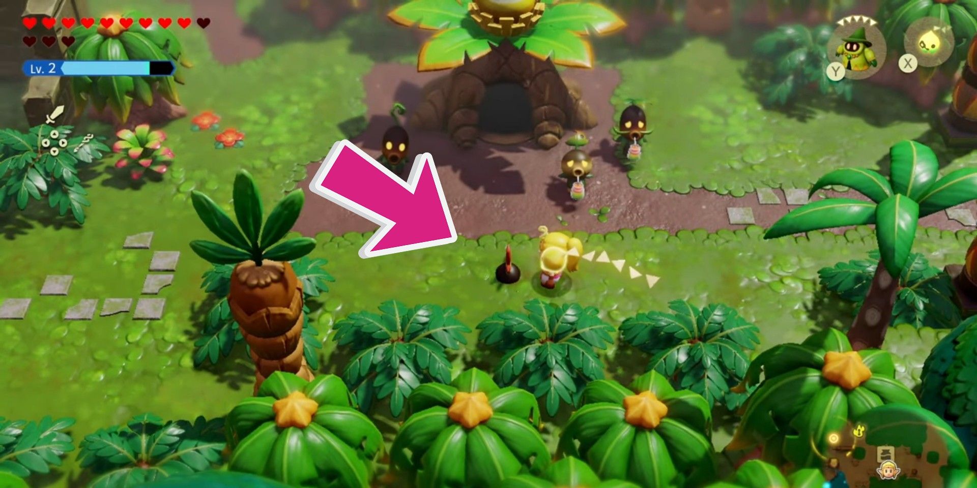 El escondite de Bempoo 1 en la tienda de batidos en Zelda: The Shadow of Wisdom