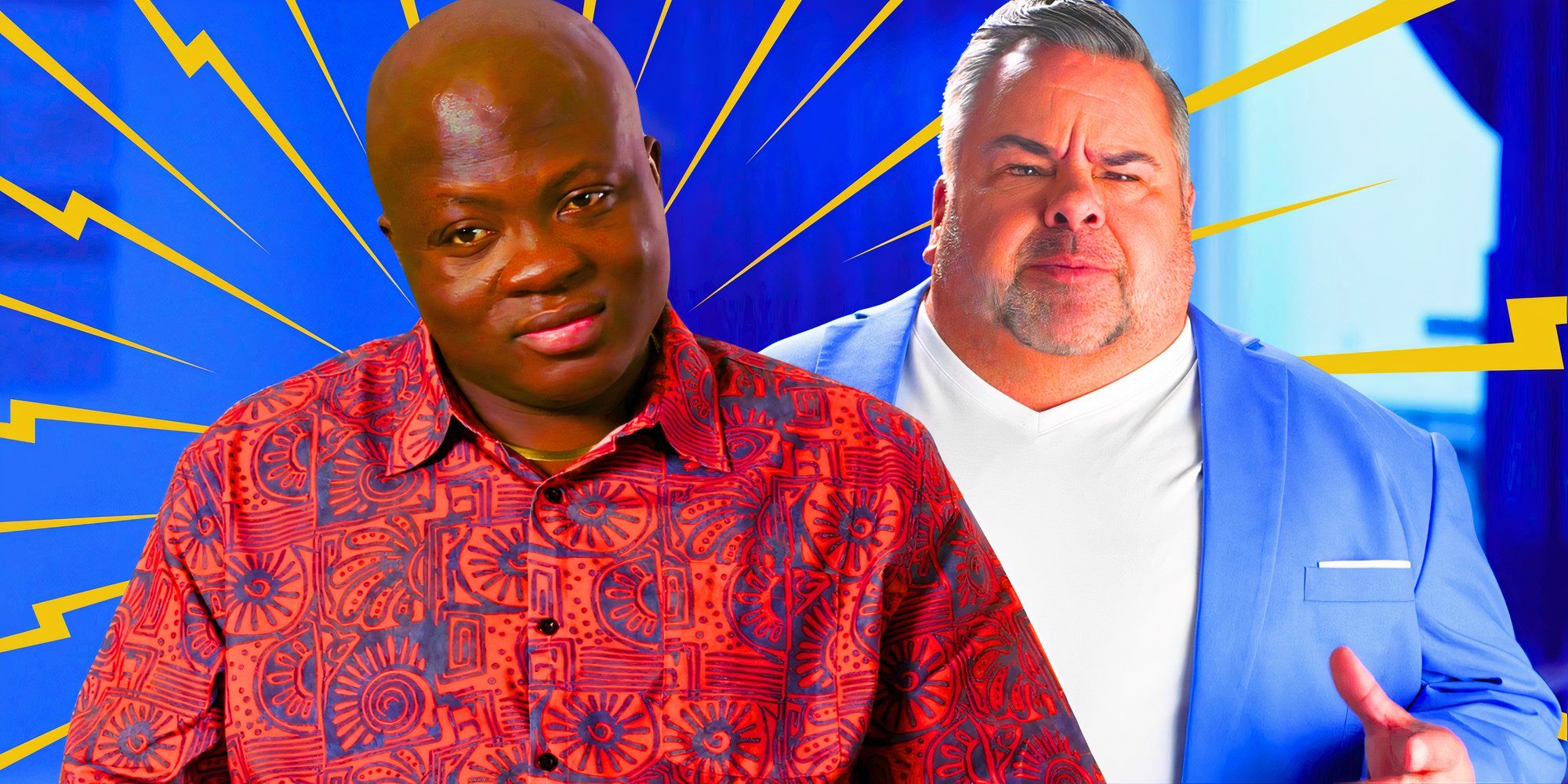 montage of Big Ed Brown in blue blazer and Michael Ilesanmi in African print 90 Day Fiancé