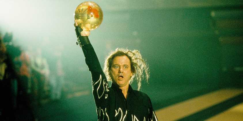 Bill Murray holding a bowling ball in Kingpin