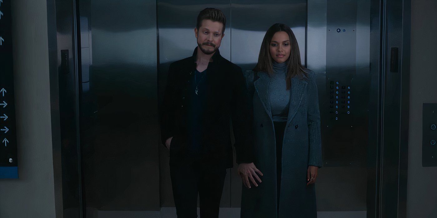 Billie & Conrad on an elevator in The Resident