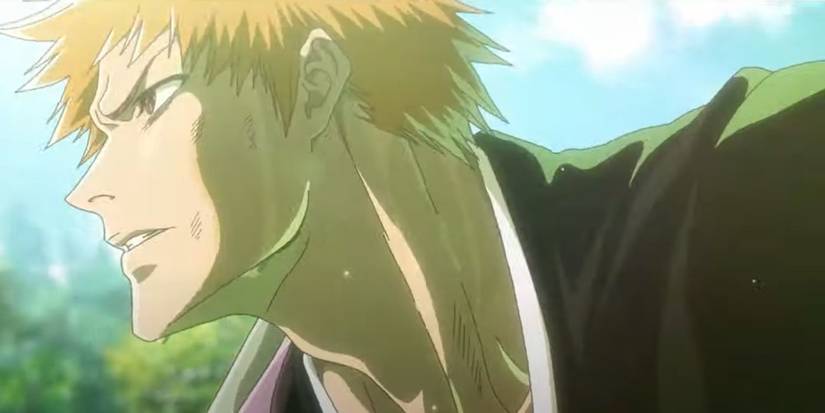Ichigo sweating and looking into the distance