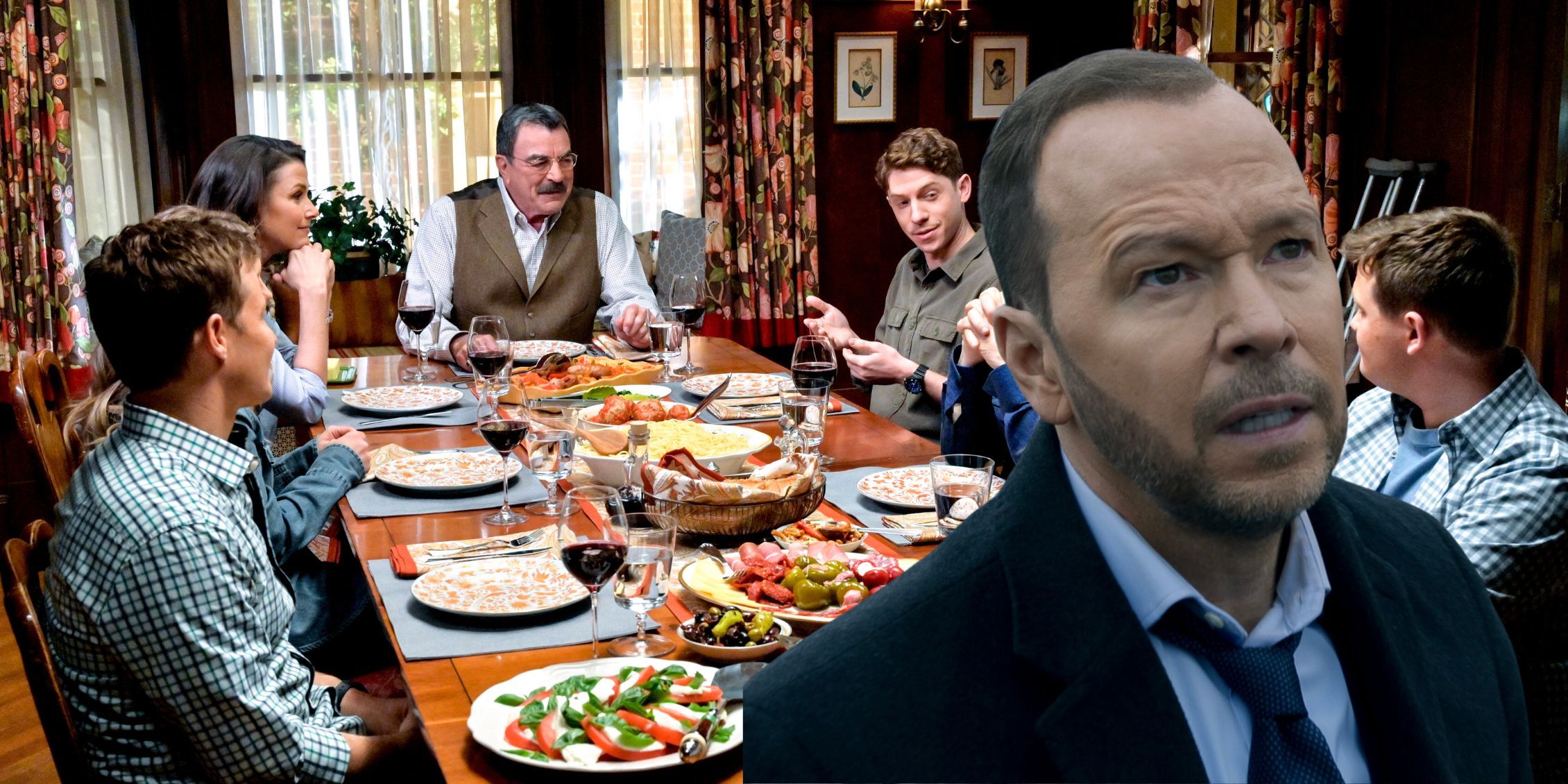 Blue Bloods custom image of Danny standing in front of all the Reagans at Sunday family dinner