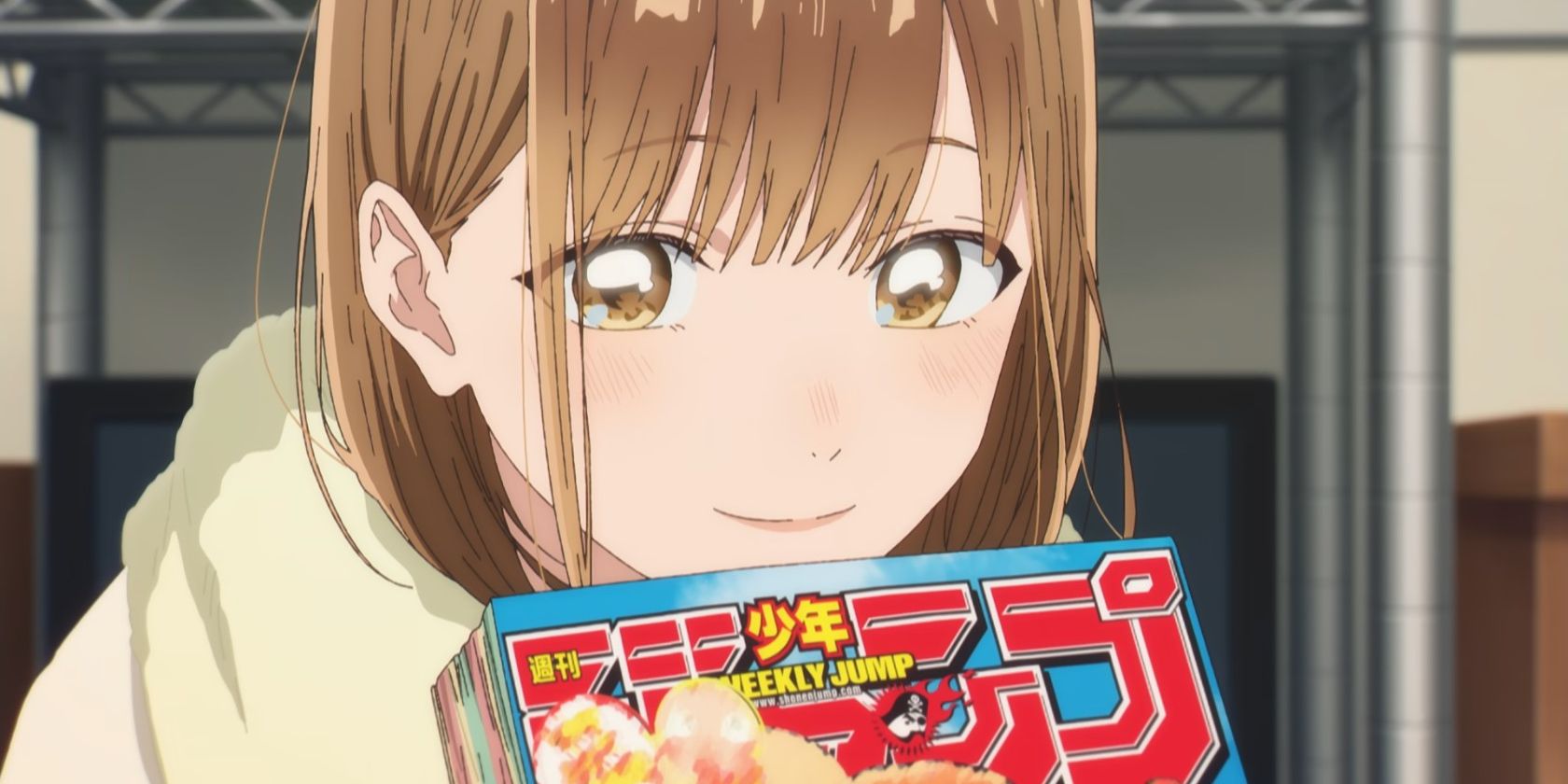 Blue Box Chinatsu holding Shonen Jump magazine