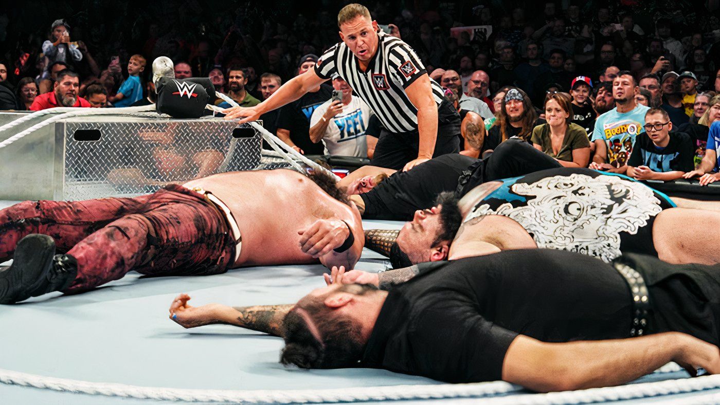 Braun Stowman, Bronson Reed, and Seth Rollins in the Last Monster Standing Match on Raw