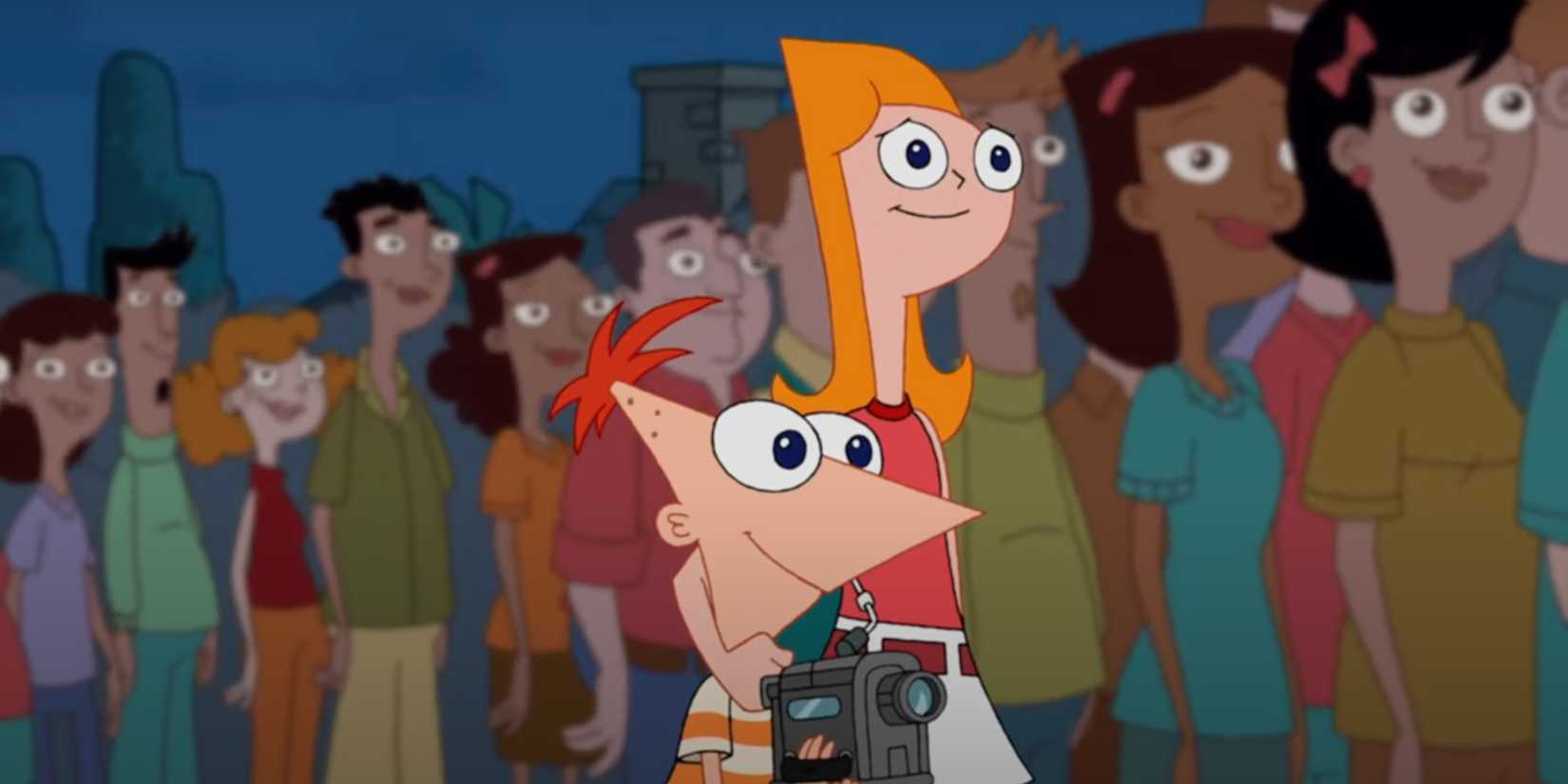 Candace and Phineas in Dude we're getting the band back together episode of Phineas and Ferb