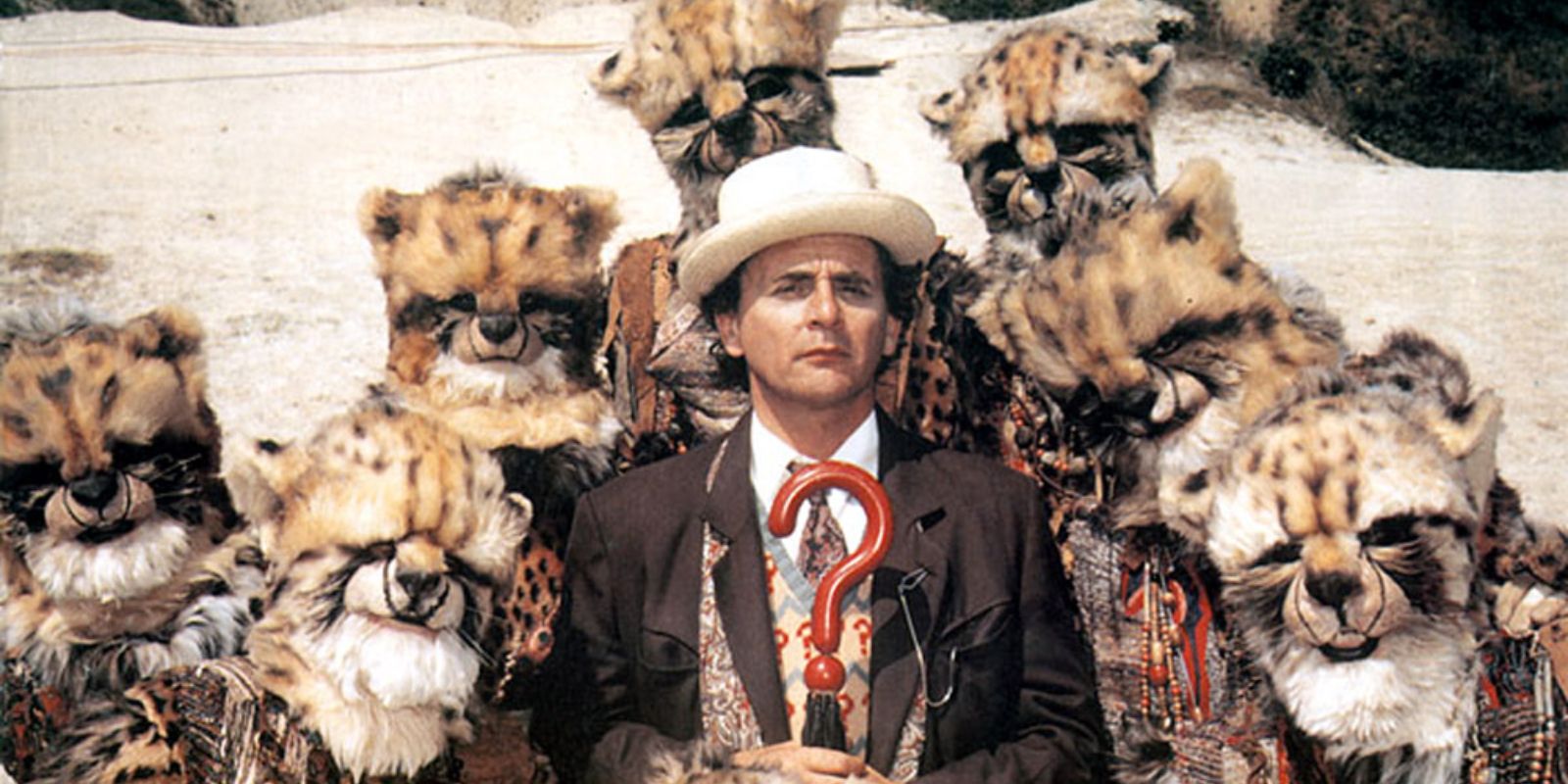 cheetah people with the Seventh Doctor Sylvestor McCoy on Doctor Who