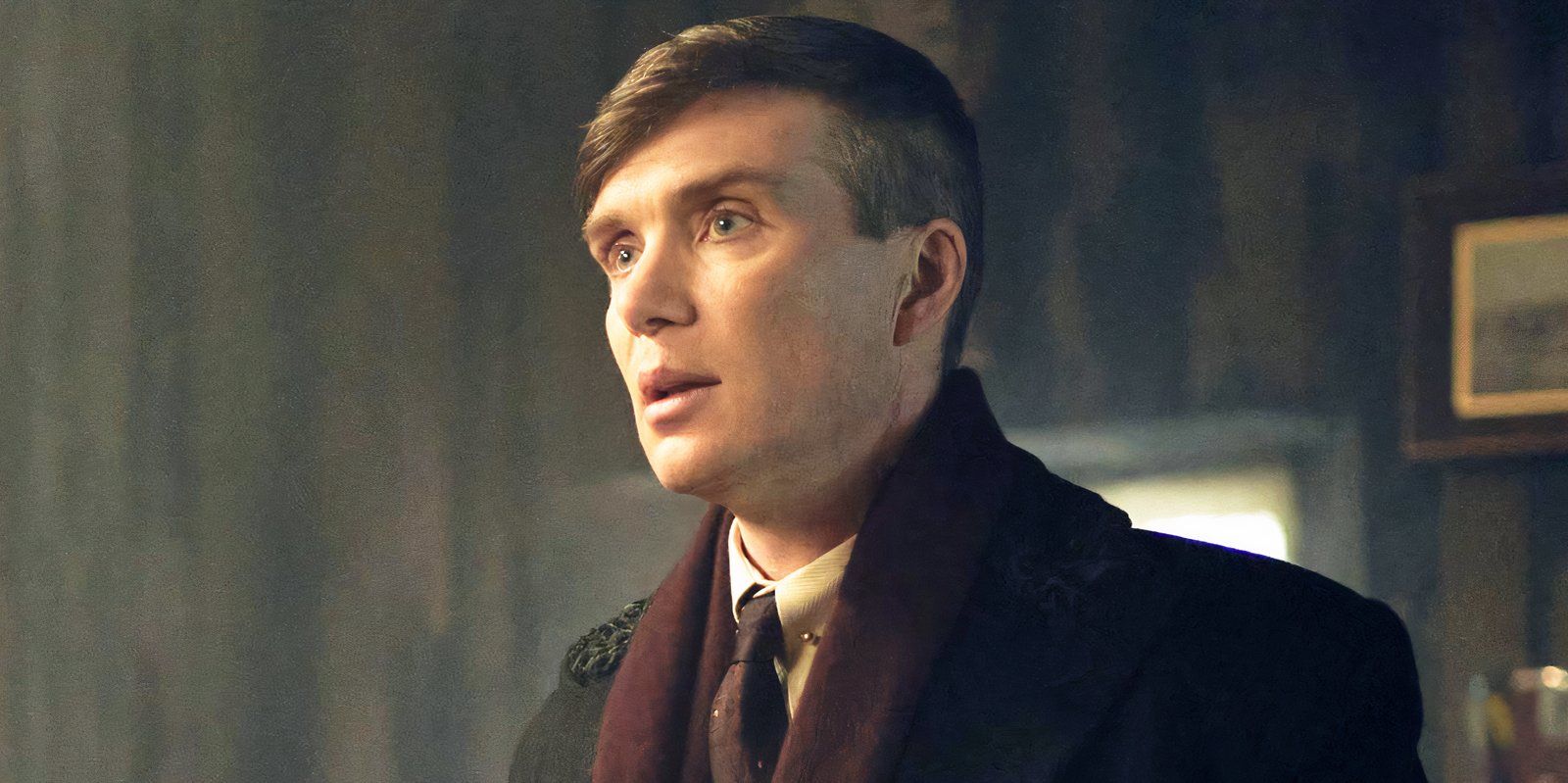 Cillian Murphy looking surprised as Tommy Shelby in Peaky Blinders season 6