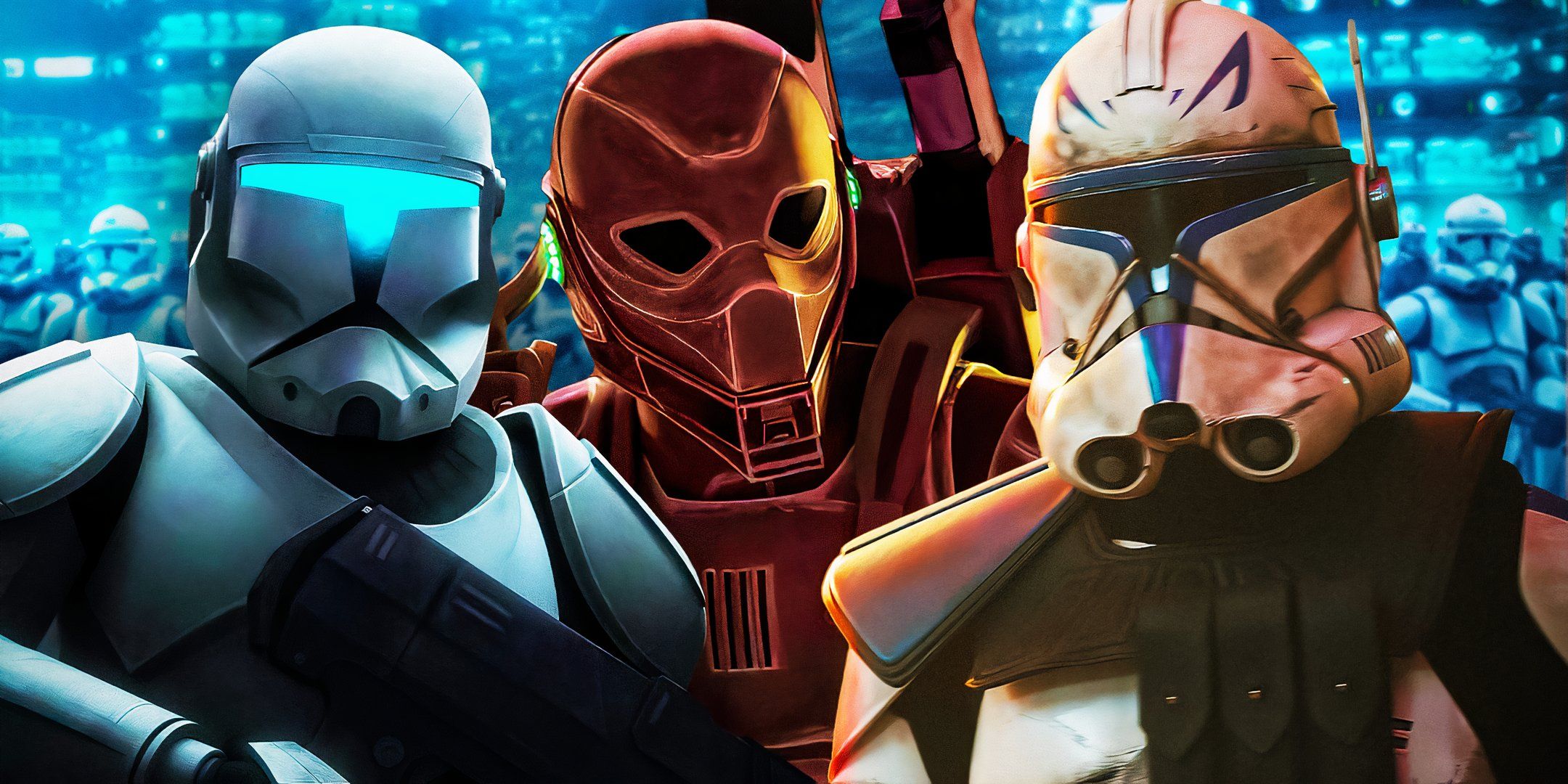 Clone Commando, Clone Shadow y Rex de la franquicia Star Wars