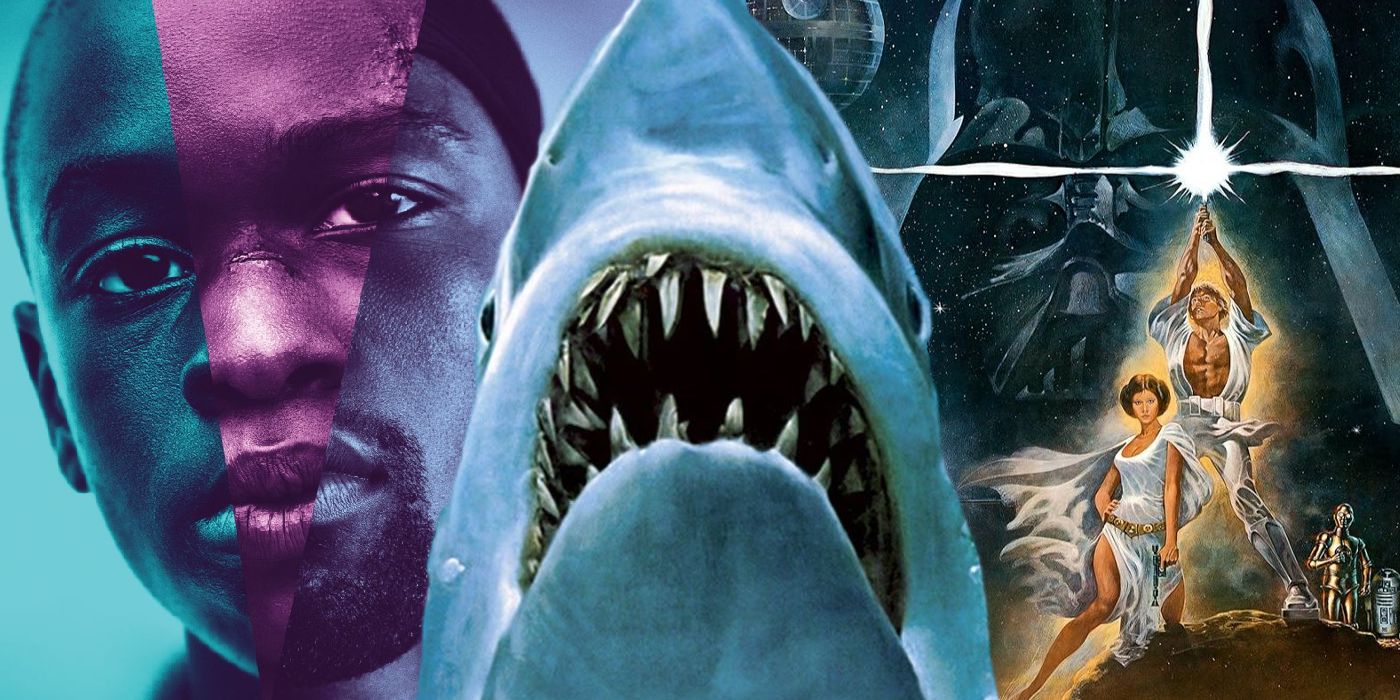 Collage of Moonlight, Jaws, and Star Wars