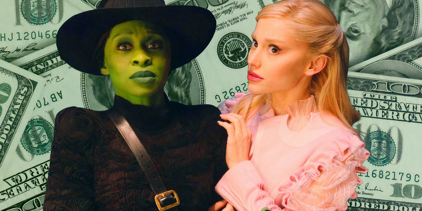 Cynthia Erivo and Ariana Grande from Wicked in front of money