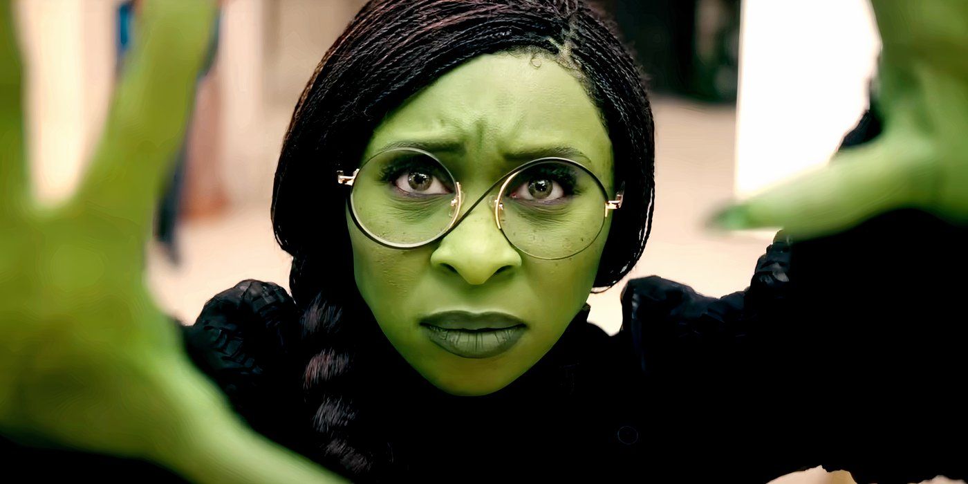 Cynthia Erivo as Elphaba using her magic in Wicked.