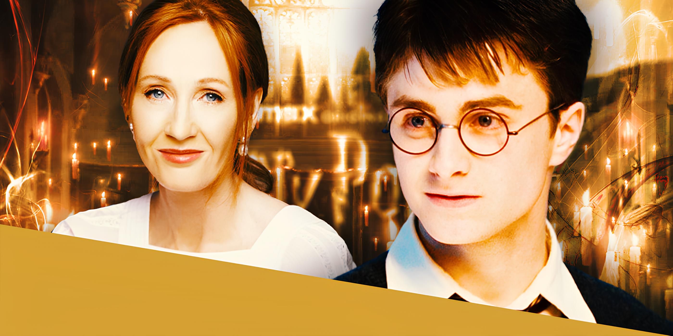 Daniel Radcliffe as Harry Potter Next to JK Rowling