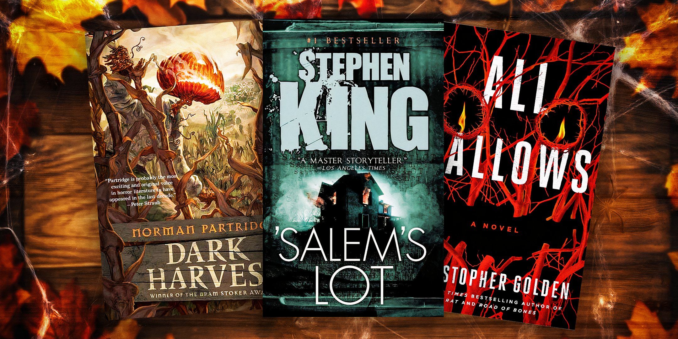 El libro cubre Dark Harvest de Norman Partridge, Salem's Lot de Stephen King y All Hallows' Eve de Christopher Golden.