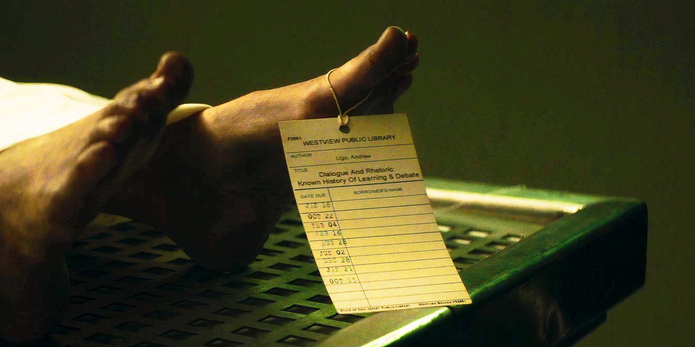 Darkhold toe tag in the morgue in Agatha All Along episode 1