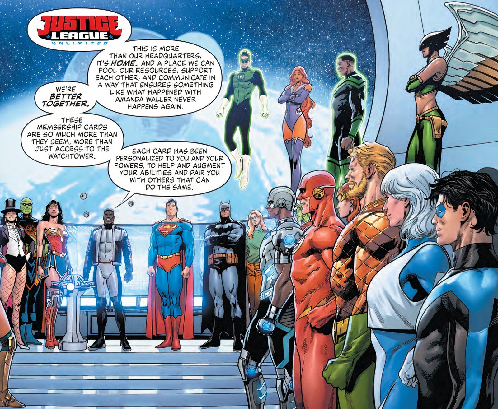 DC ALL IN SPECIAL #1 Cartões de membro da Liga da Justiça