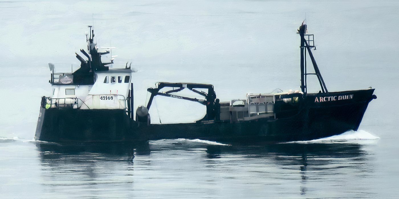 A shot of the fishing vessel Artic Dawn as seen in Deadliest Catch