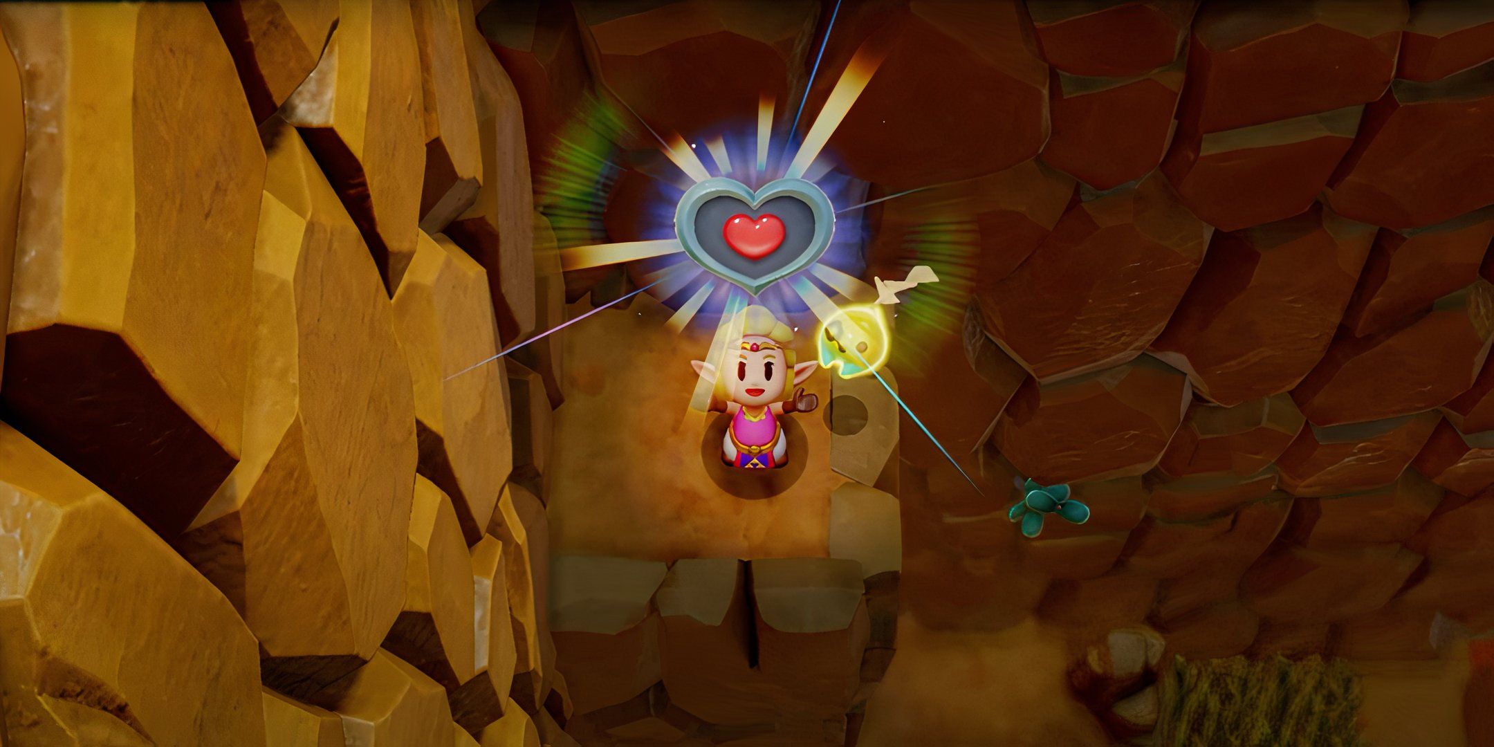 Zelda obteniendo el pedazo de corazón en el volcán Eldin en Zelda imagen de sabiduría