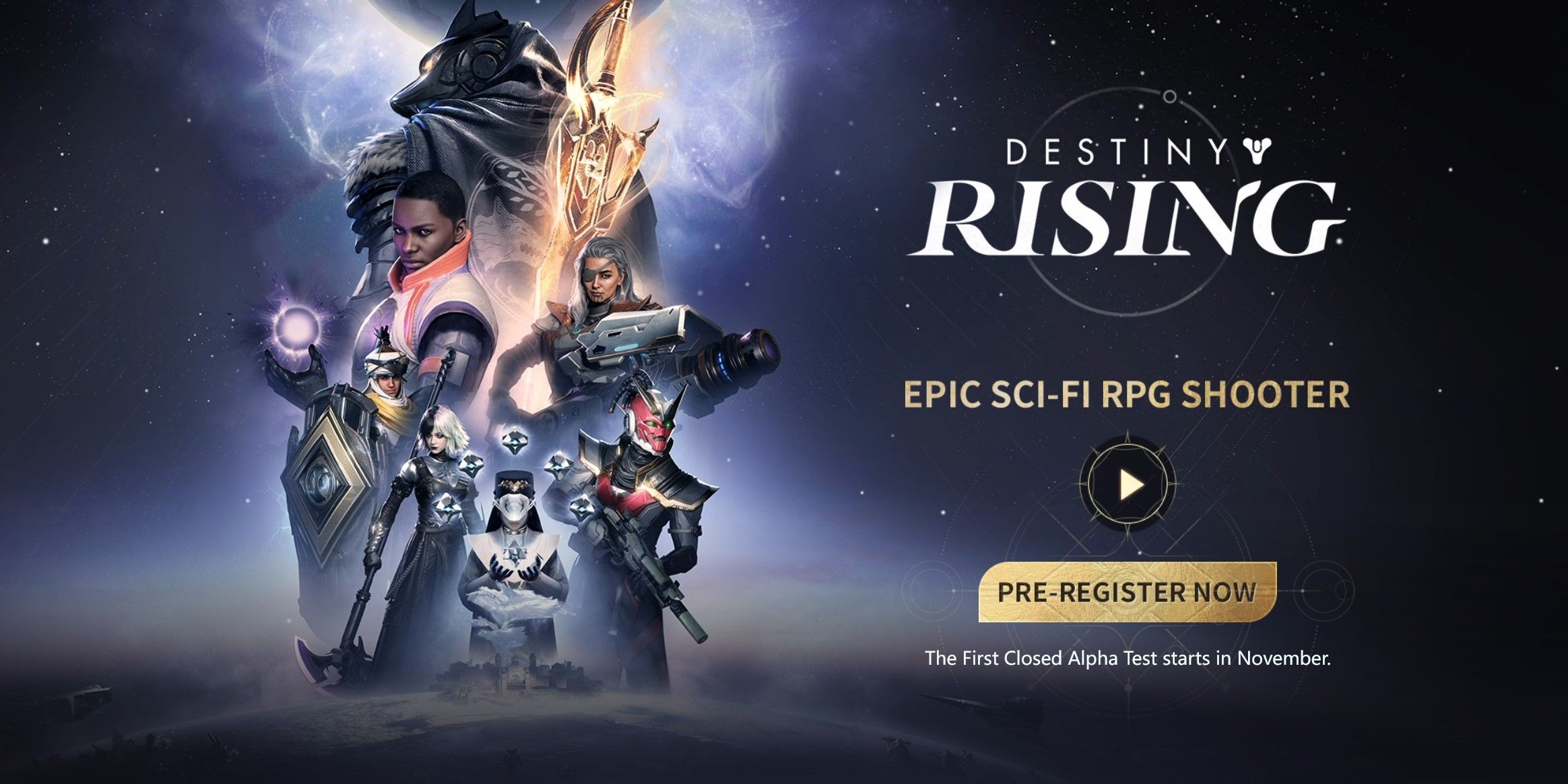 Página inicial de Destiny Rising