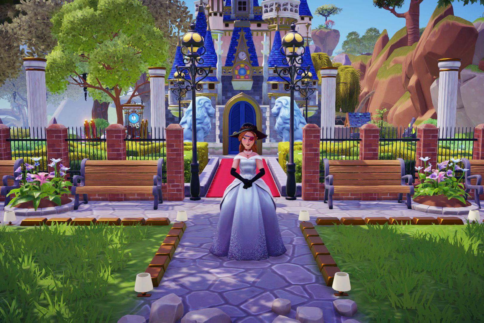 disney-dreamlight-valley-character-standing-in-front-of-a-castle Disney Dreamlight Valley Bug faz fãs rirem histericamente enquanto seus vestidos ganham vida própria