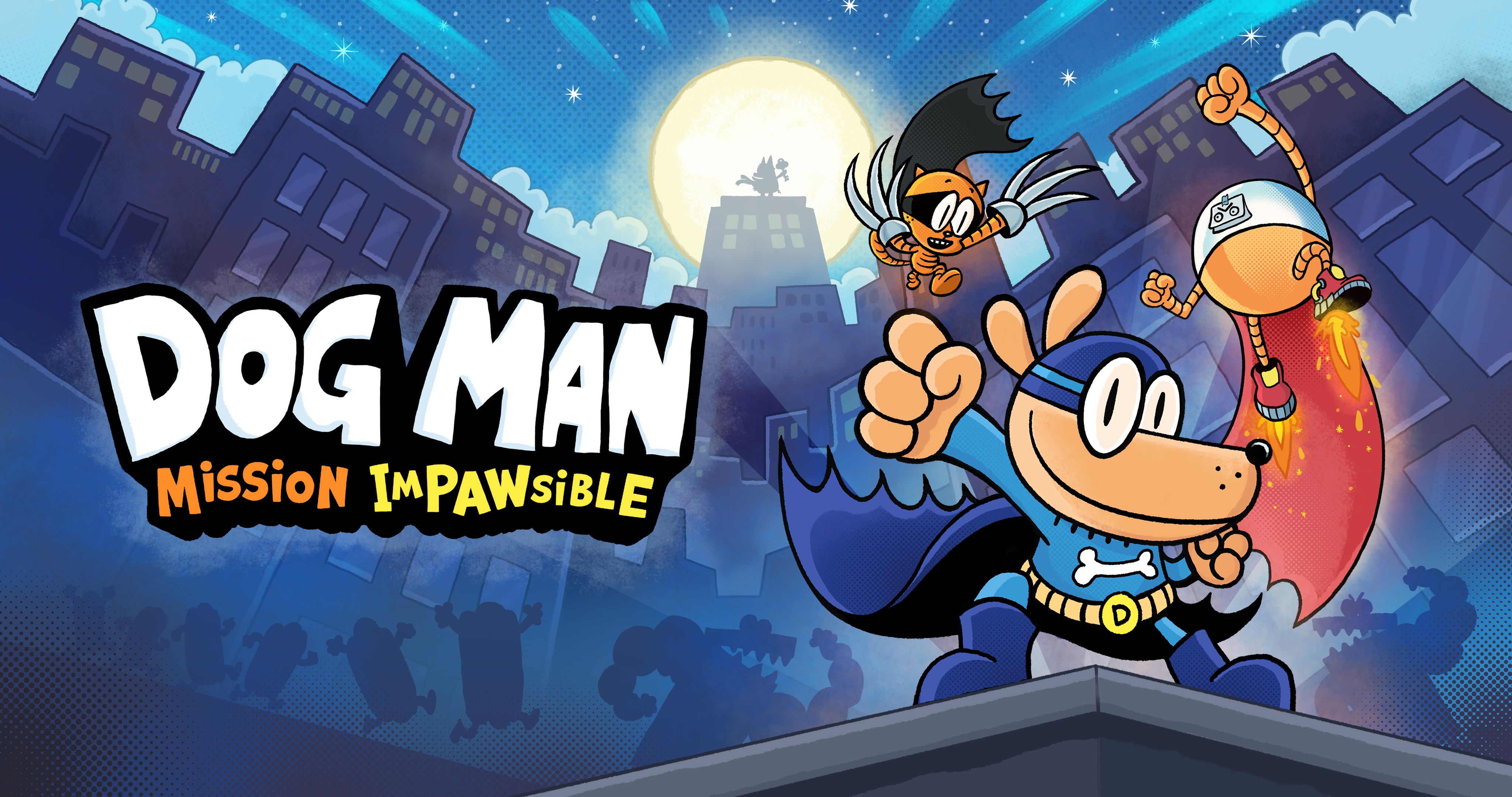 Dog Man Mission Impawsible Key Logo Art.