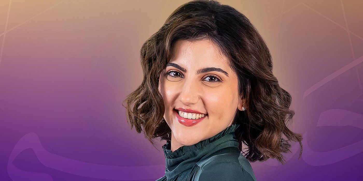 Love Is Blind Habibi Dounia Allbrahim smiling in a closeup promo picture looking all glammed up