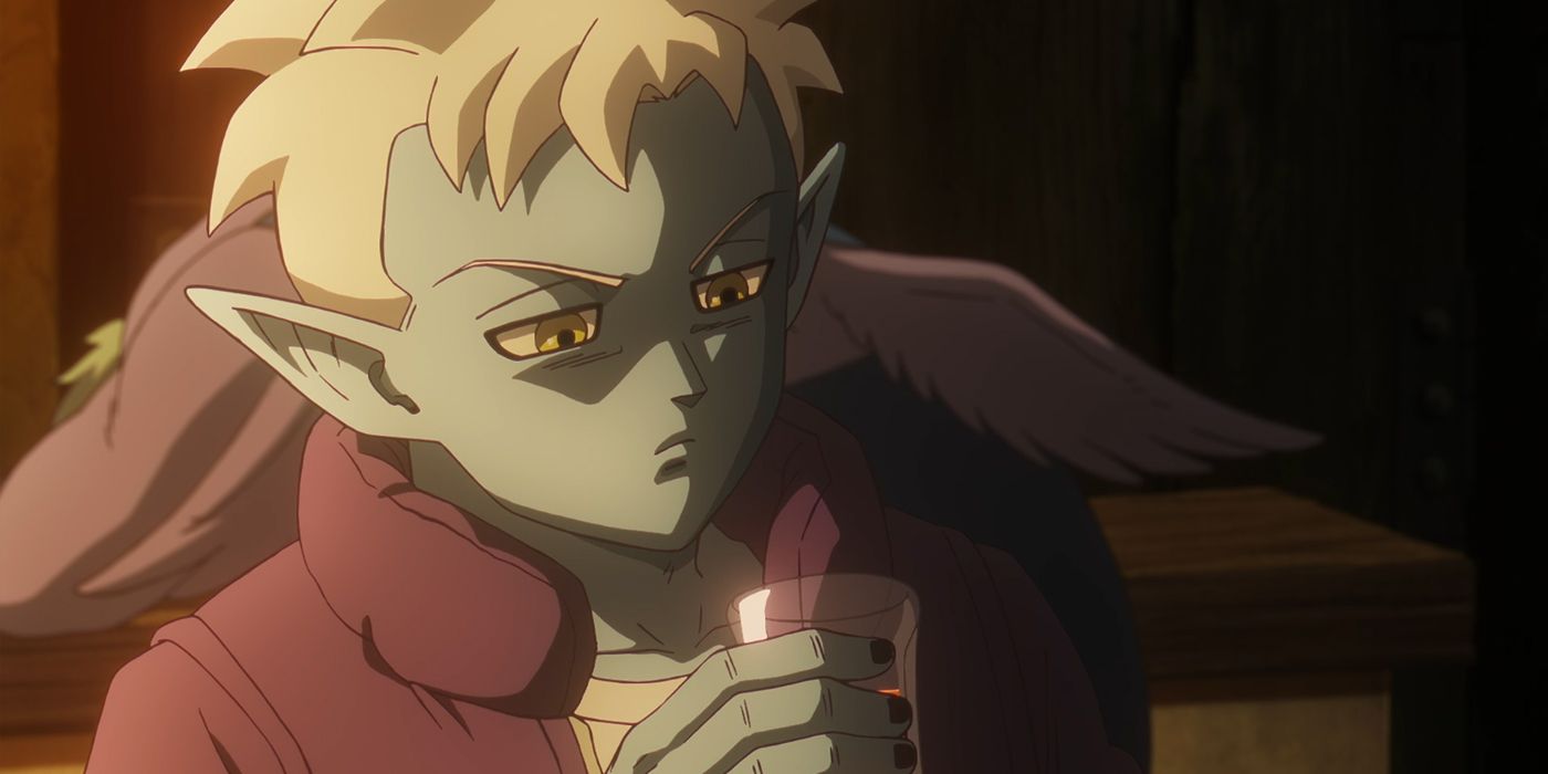 Glorio drinks a seemingly alcoholic beverage at the Demon Realm bar.