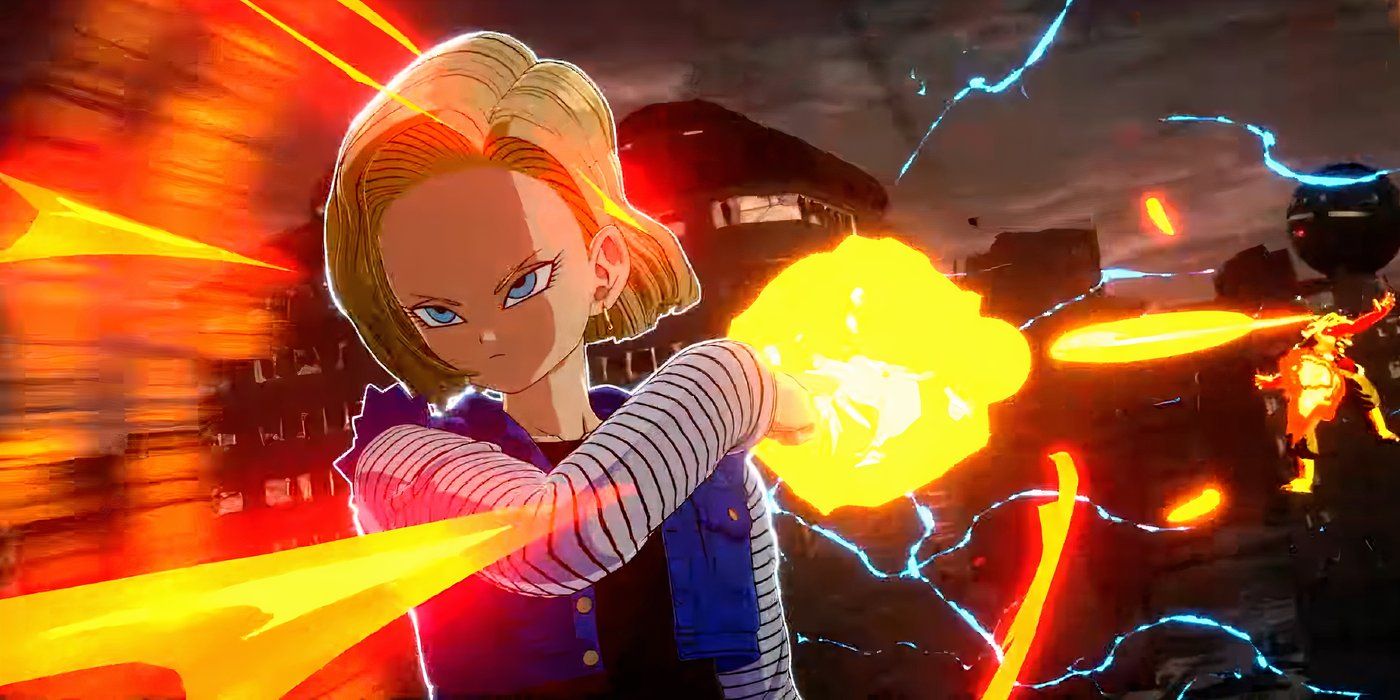 Android 18 preparing an attack in Dragon Ball Sparking Zero