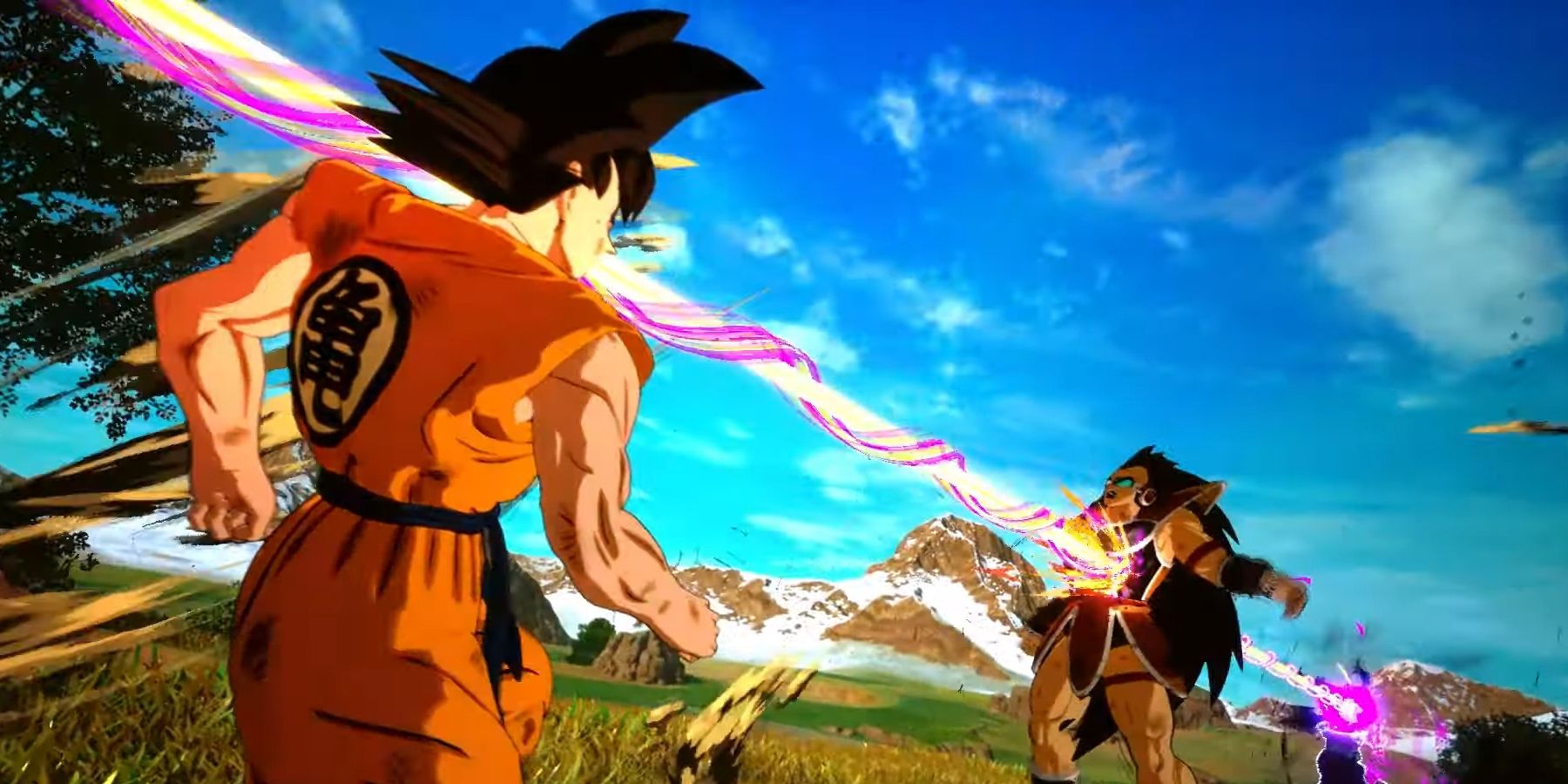 Goku esquivando-se do Canhão de Feixe Especial em Dragon Ball Sparking Zero para desbloquear o Sparking "Pushing the Limit"! episódio