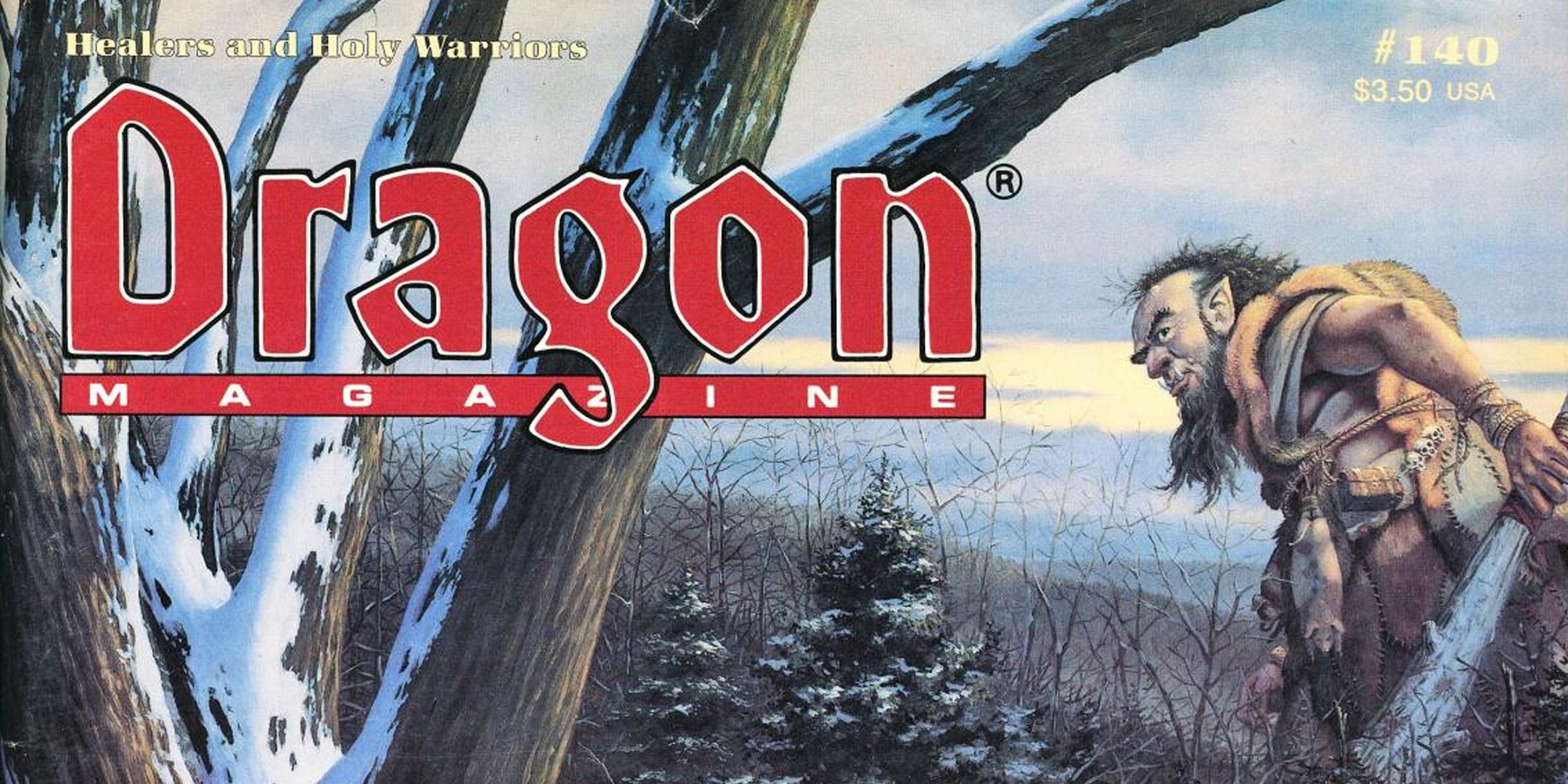 Logotipo y arte de la portada de la revista D&D Dragon.