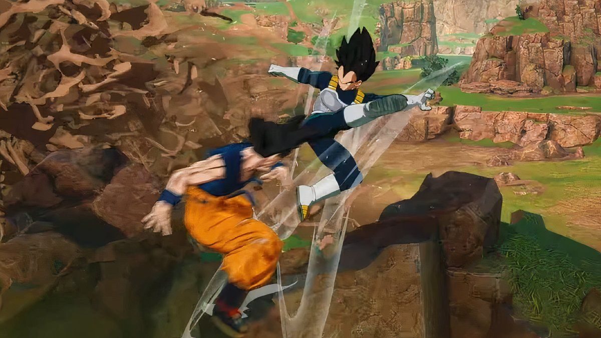 Goku se esquivando de um ataque usando Sonic Sway em Dragonball Sparking Zero