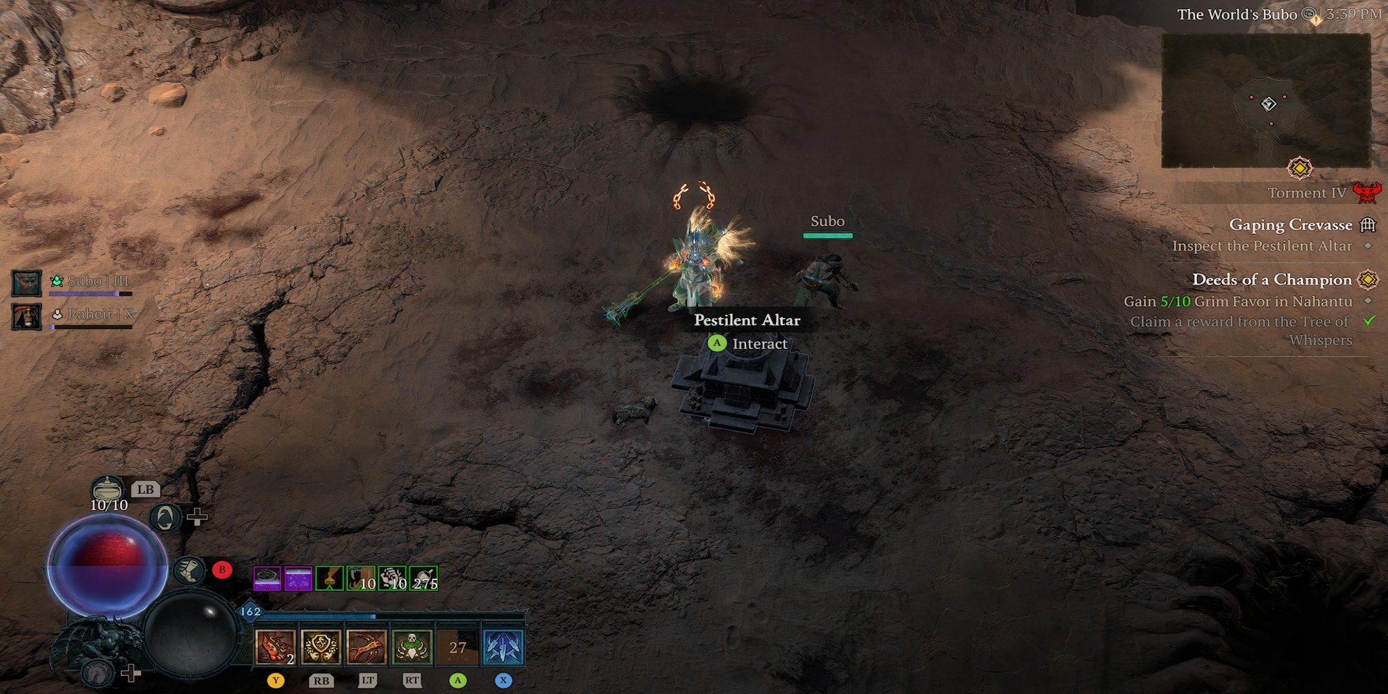 A Bubo Arena do mundo em que o jogador gera o Tormented Boss Duriel em Diablo 4