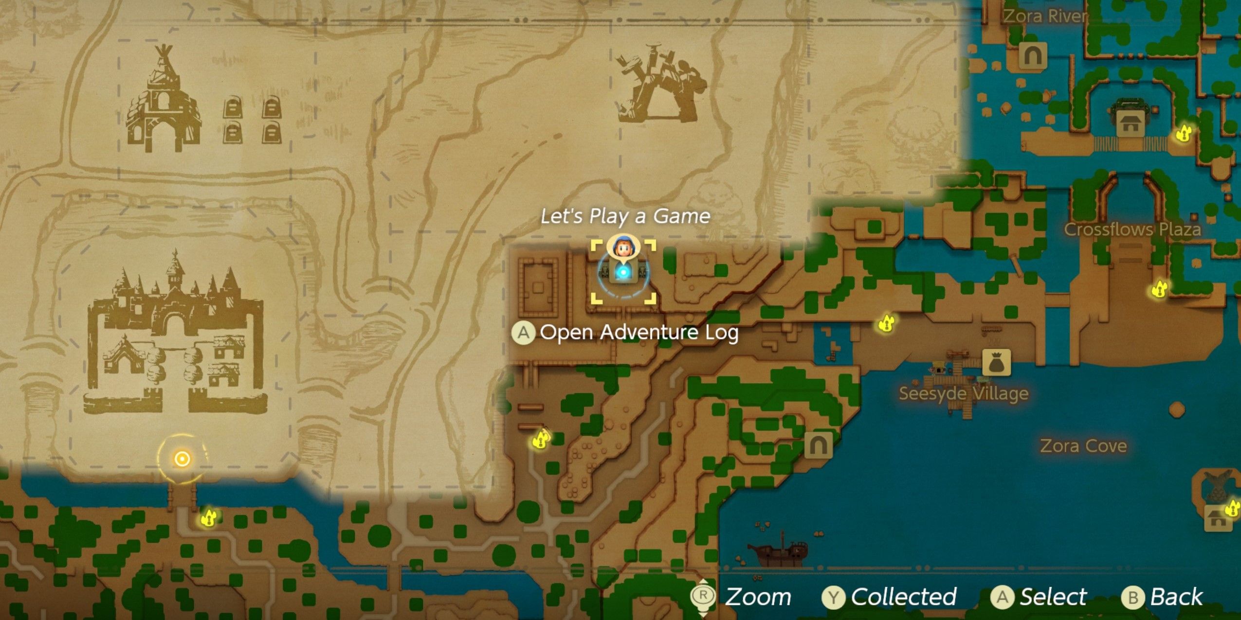 East Hyrule Temple on the map in The Legend of Zelda Echoes of Wisdom