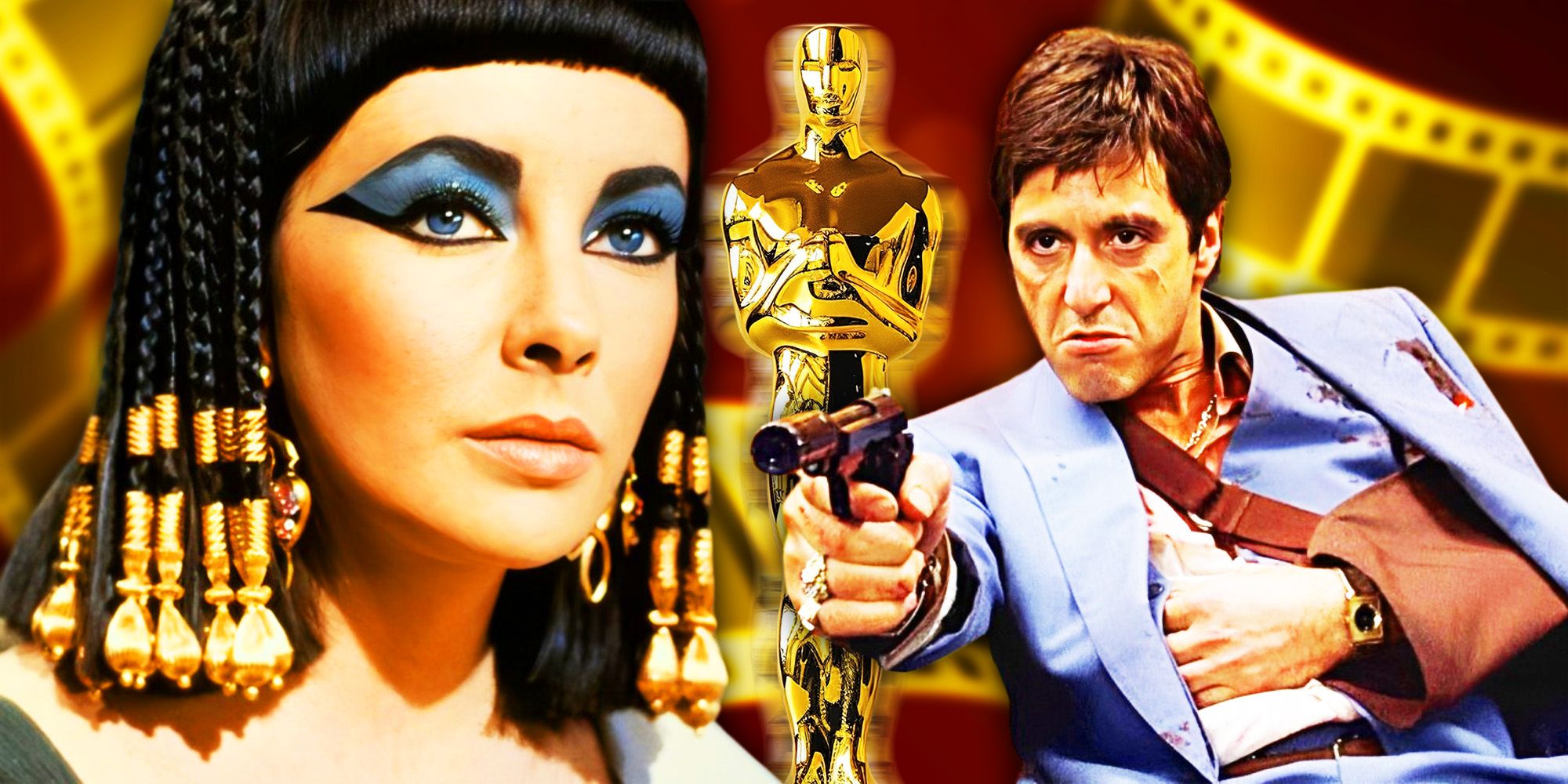 Elizabeth Tylor and Al Pacino with an oscar statuette