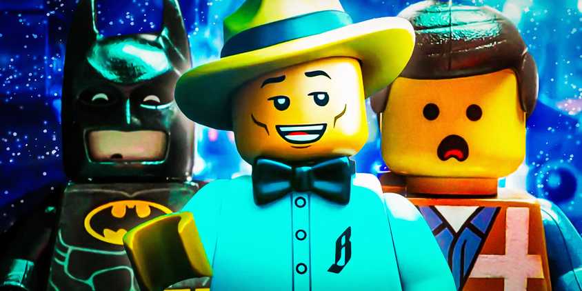 Emmett from the LEGO Movies, Batman from LEGO Batman and Pharrell from Piece by Piece