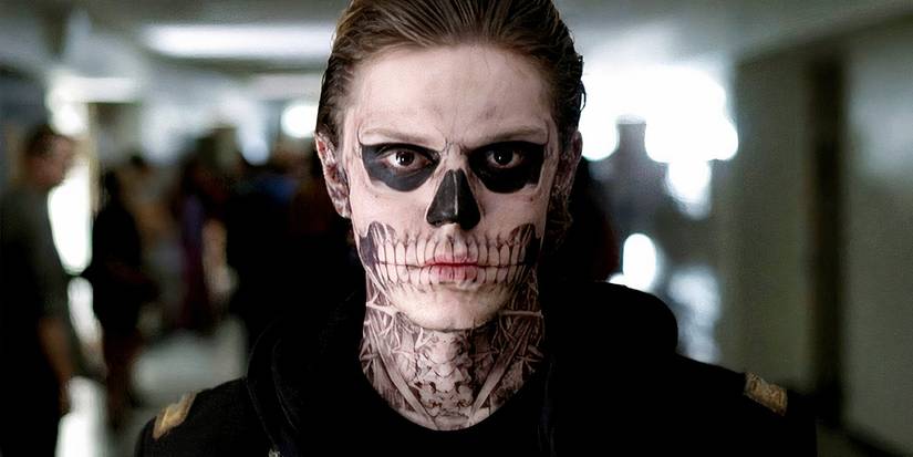 Evan Peters as Tate in skeletal makeup in American Horror Story.