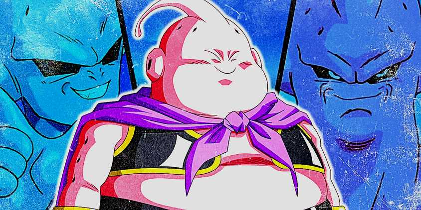 A collage of Dragon Ball Z's Majin Buu in his various forms
