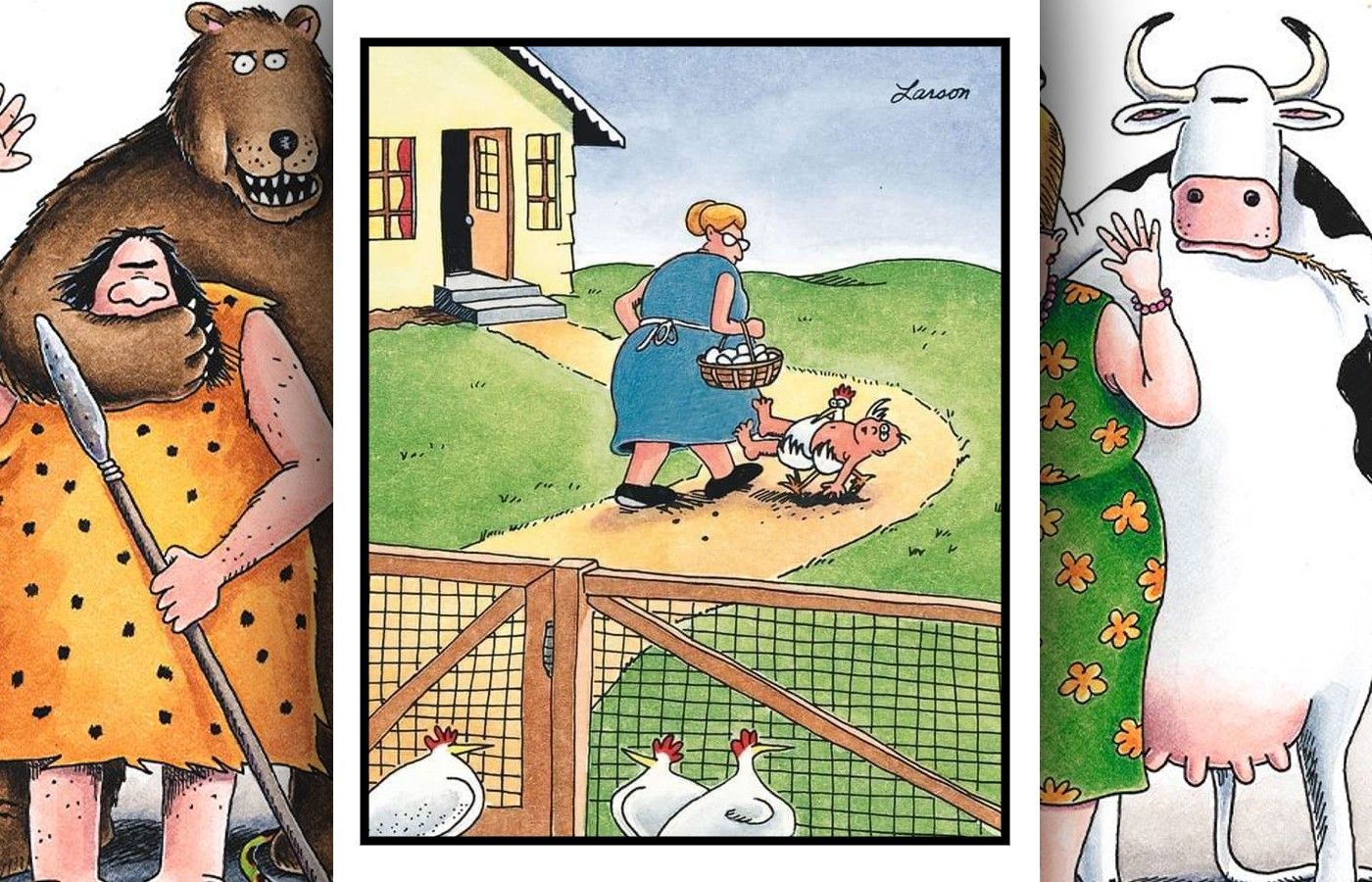 far side comic where a chicken steals a baby 2