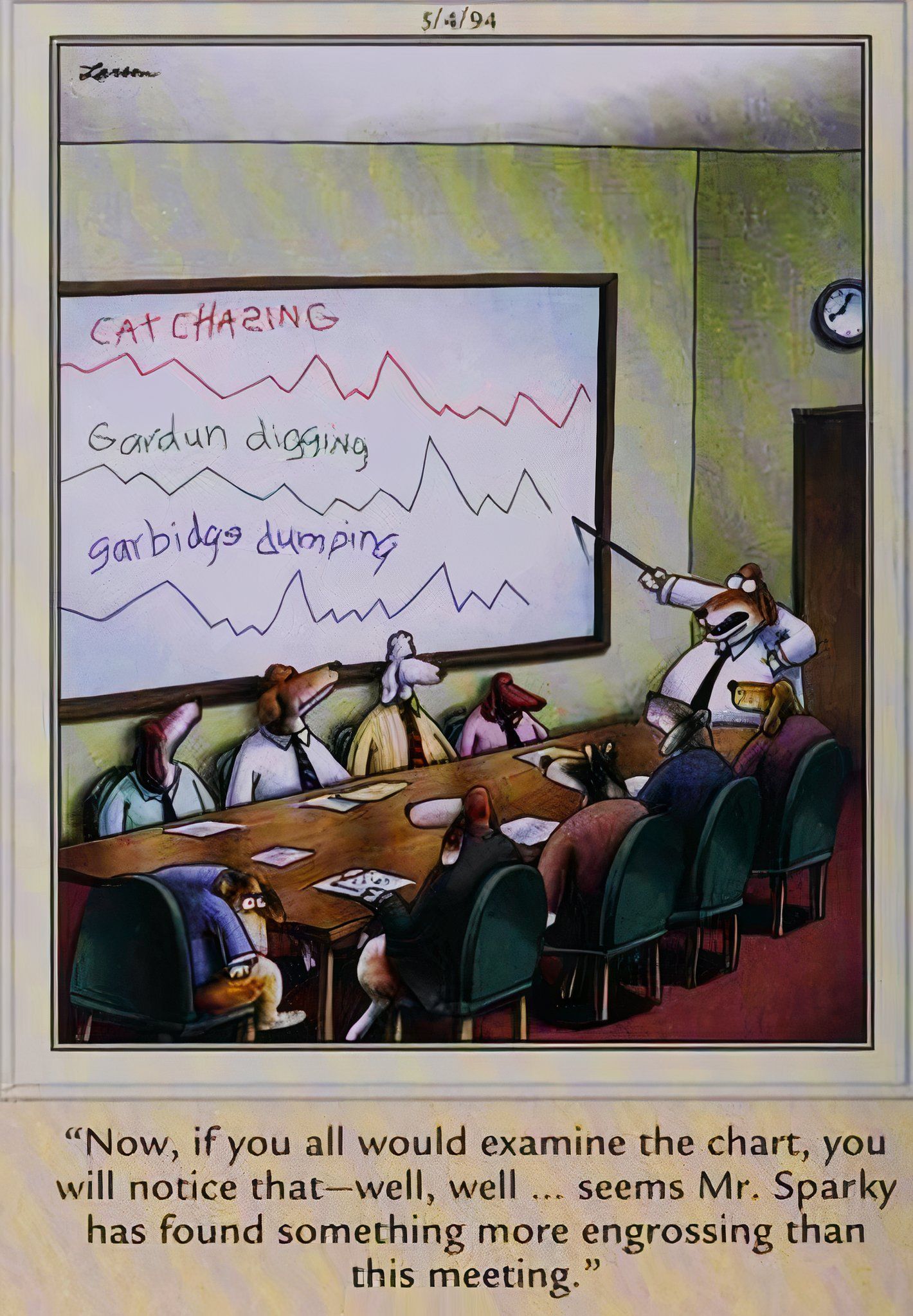 Far Side, May 4, 1994, dogs at a conference table