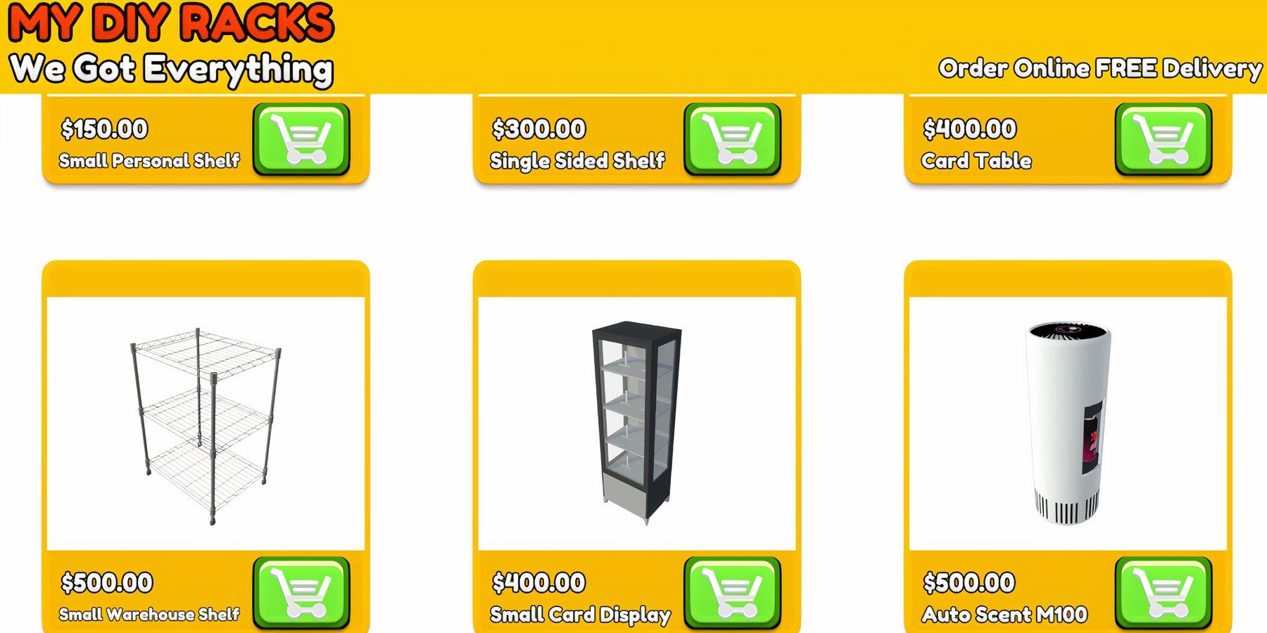 Furniture Order Screen in TCG Card Shop Simulator.