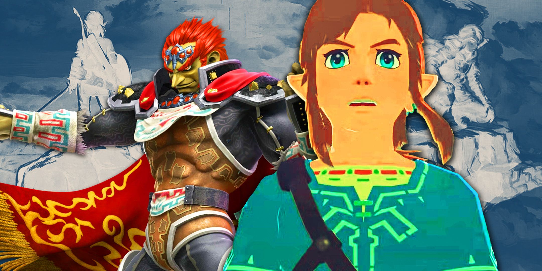 Ganondorf from Zelda with Link looking shocked