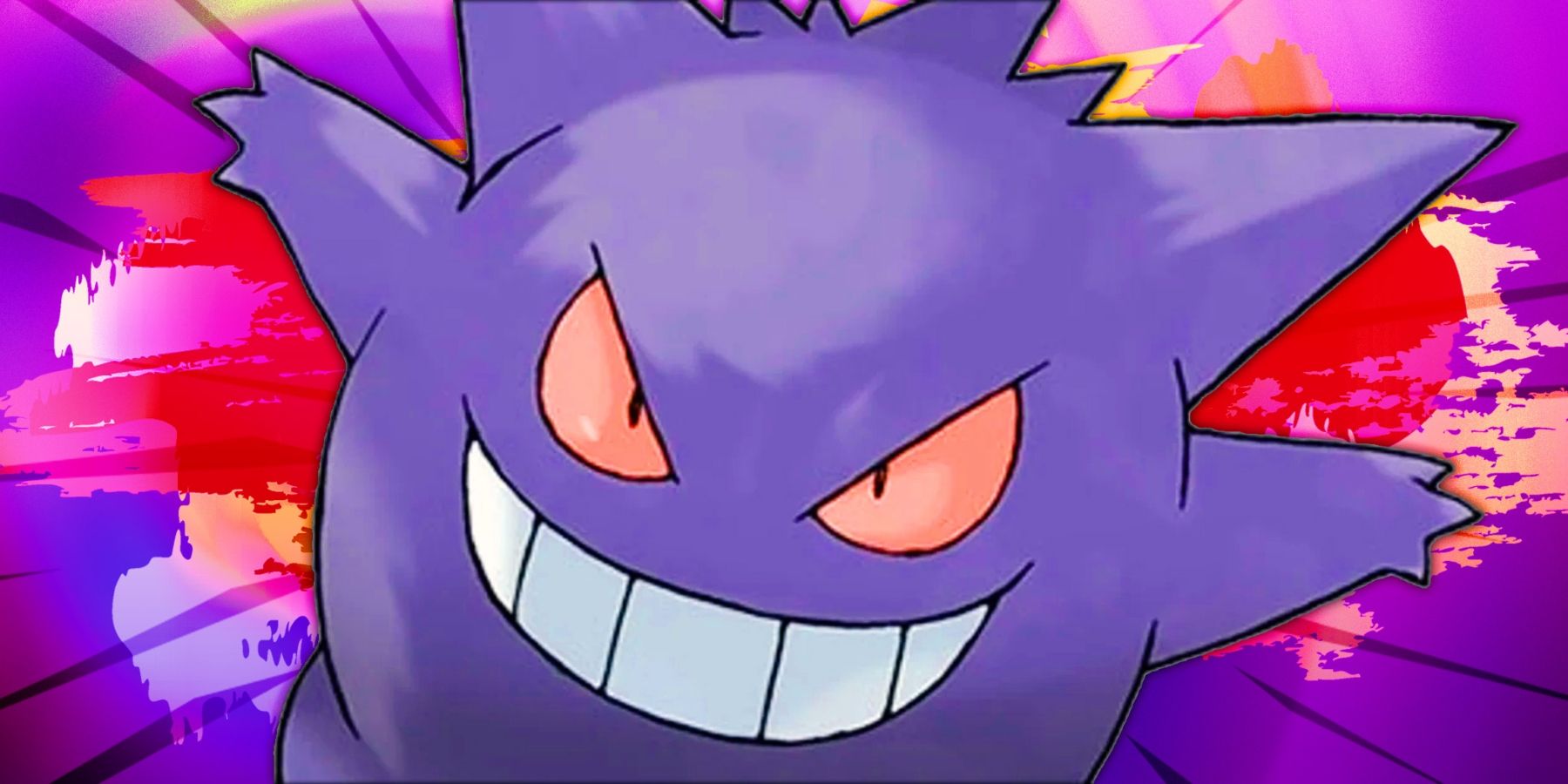 The Pokemon Gengar against a custom purple background