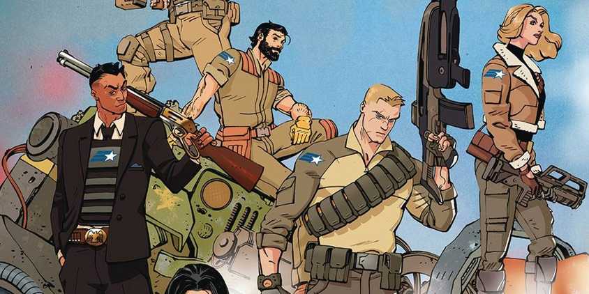 Comic book art: a group shot of the GI Joe characters from the Energon Universe.