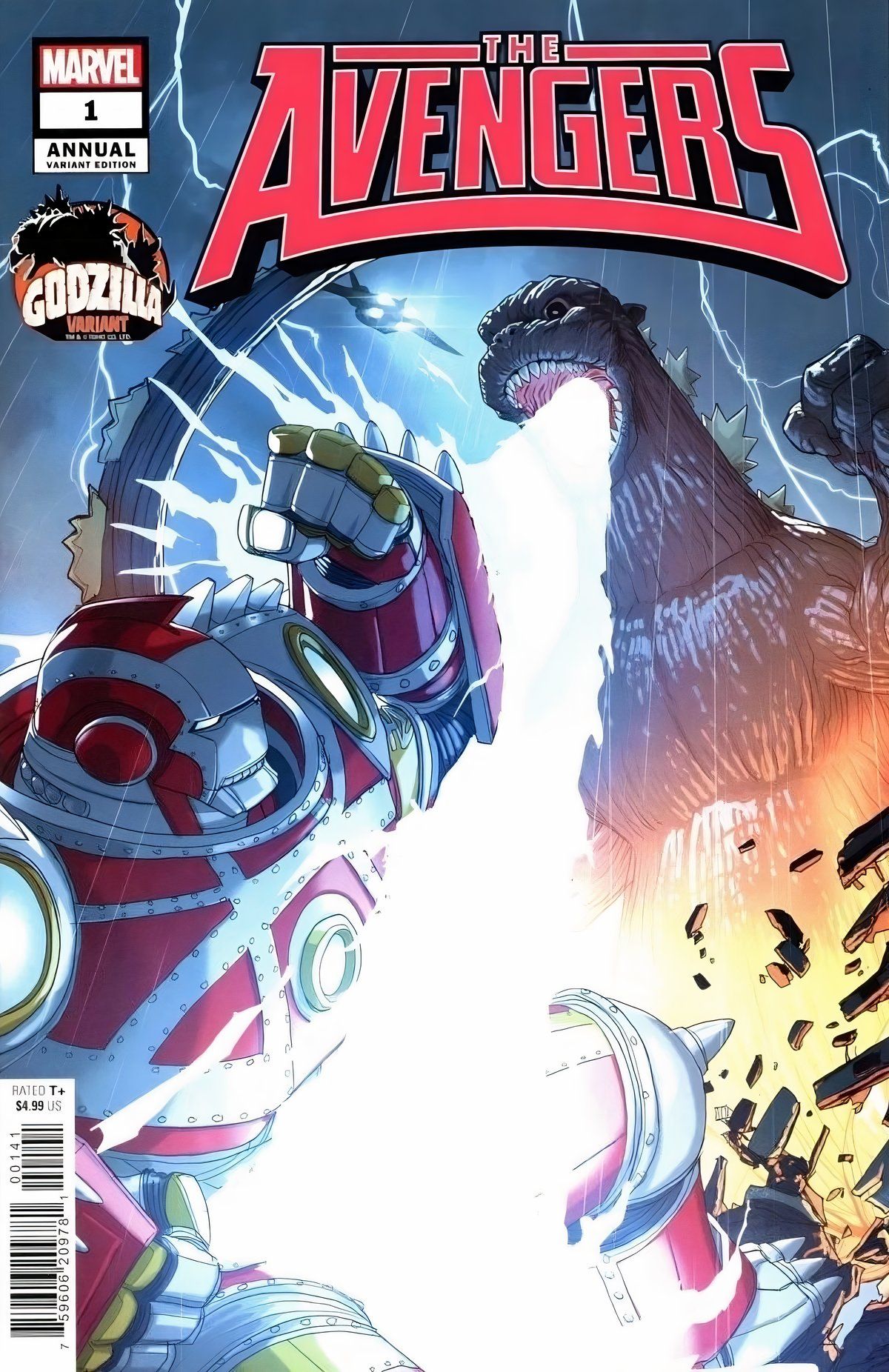 Godzilla-Buster Armor takes the full blast of Godzilla's atomic breath.